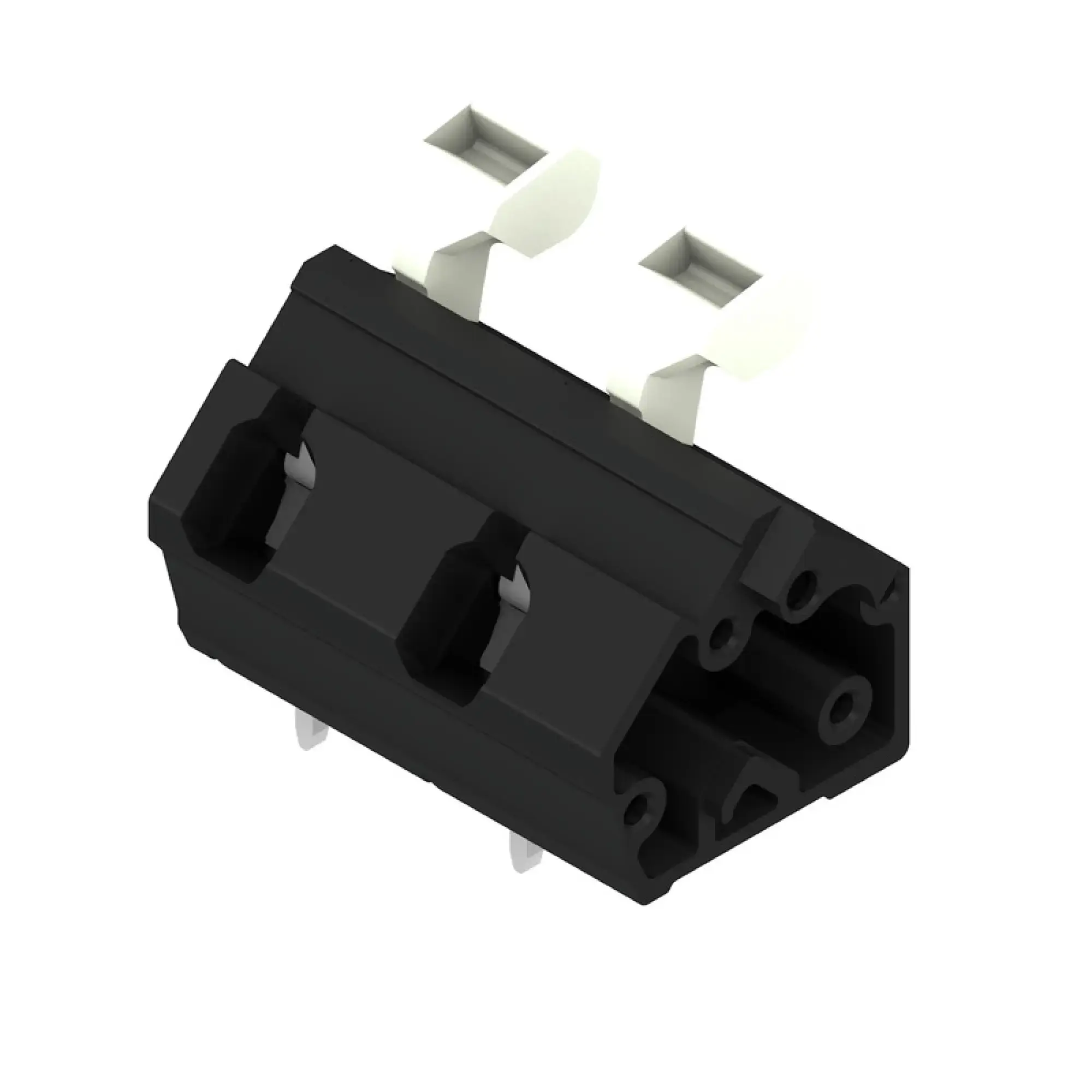 Weidmüller 1953580000 PCB terminal, 1000 V, 24 A, Pitch in mm: 10.00, 2.5 mm², Number of poles: 2, Tension clamp connection with actuator, THT solder connection, 135°, Box (img_001)