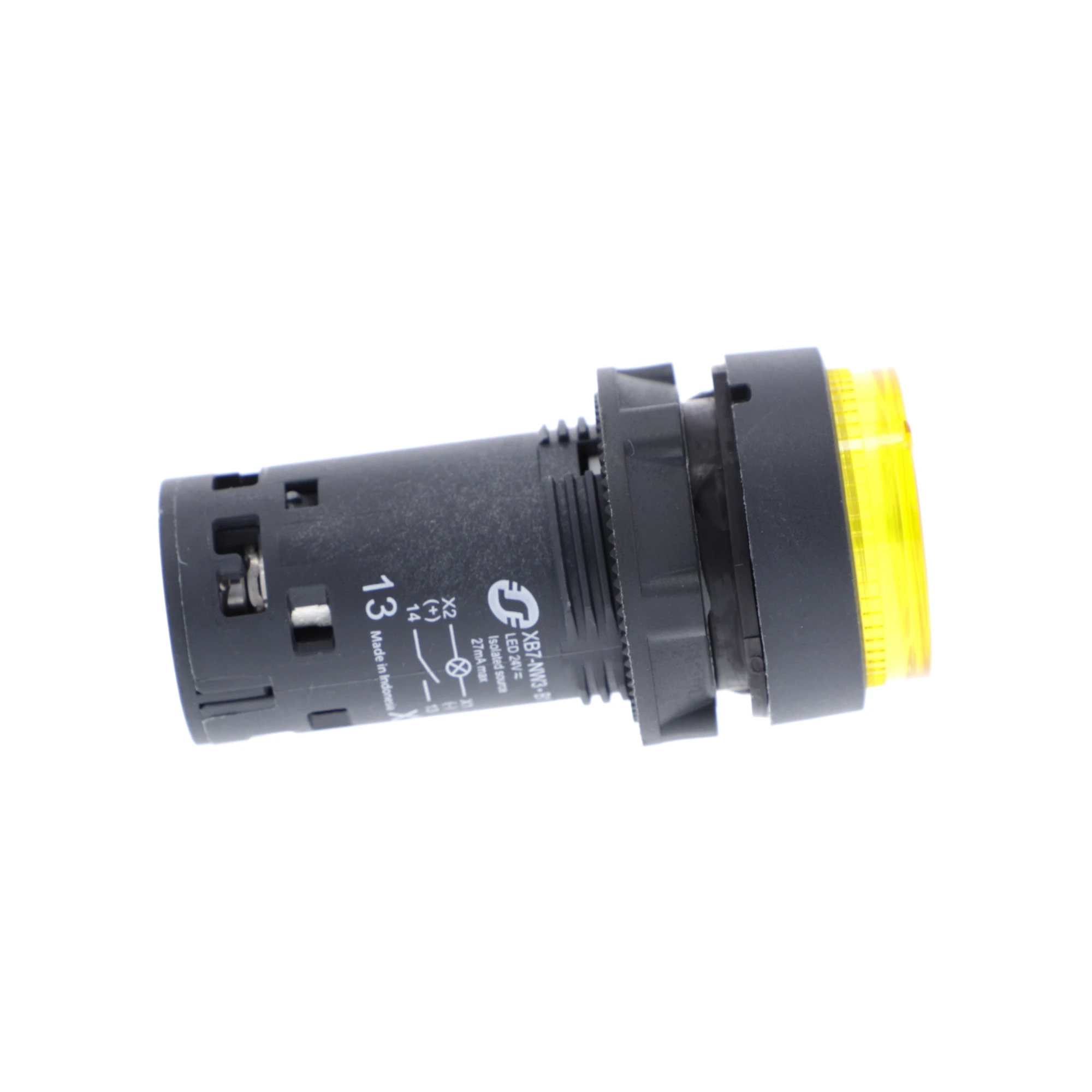 Schneider Electric XB7NW38B1 Illuminated pushbutton, Harmony XB7, monoblock, plastic, Ø22mm, yellow, integrated LED, 24V ACDC, 1S, screw terminal (img_003)