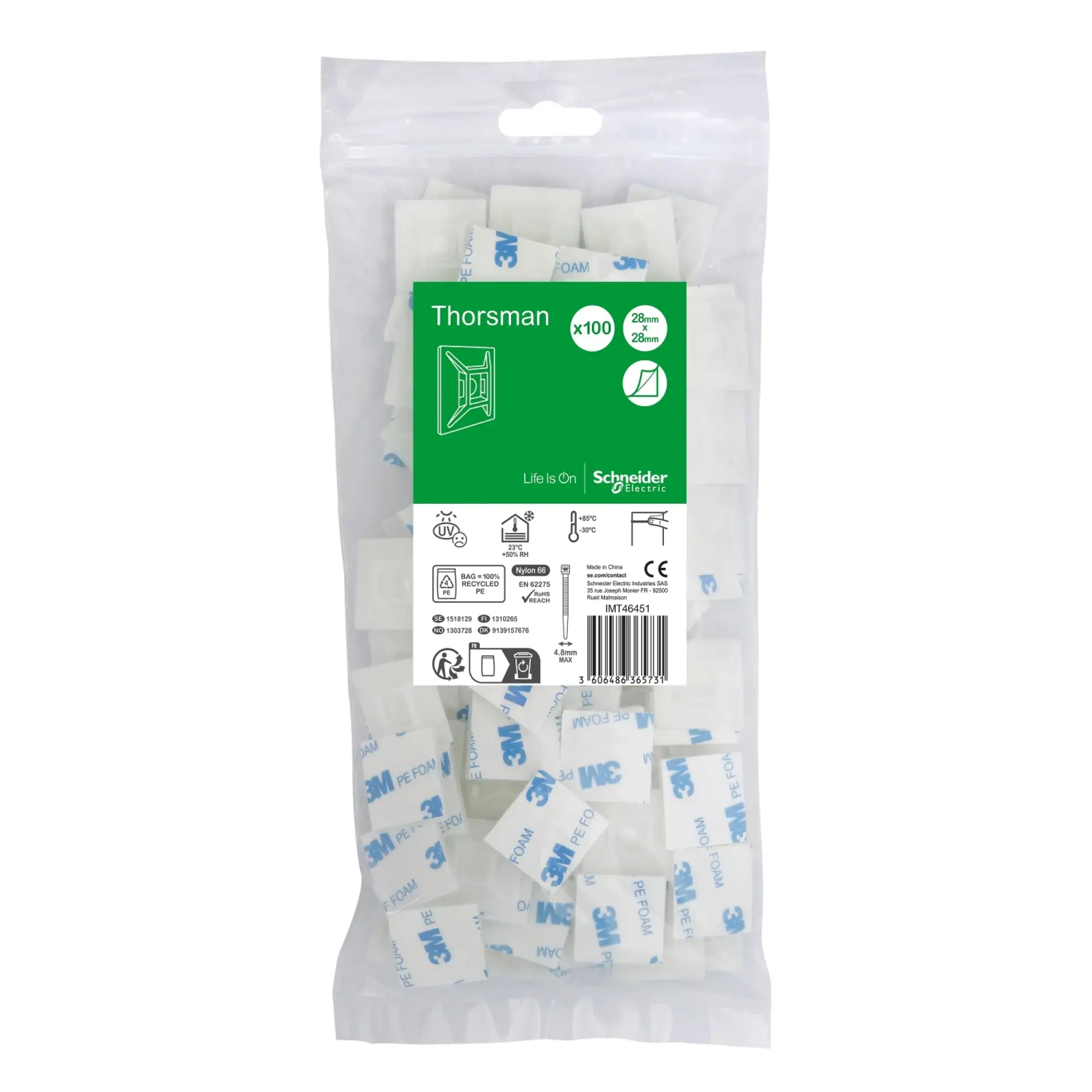 Schneider Electric IMT46451 Self-adhesive base for cable ties max. width 4.8mm pack of 100 pieces clear (img_002)