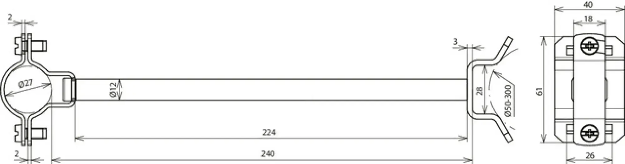 Dehn 275455 HVI Ex P240 holder StSt f. Conduc. D27mm dist. 240mm w bracket f. tubes 50-300mm (img_002)