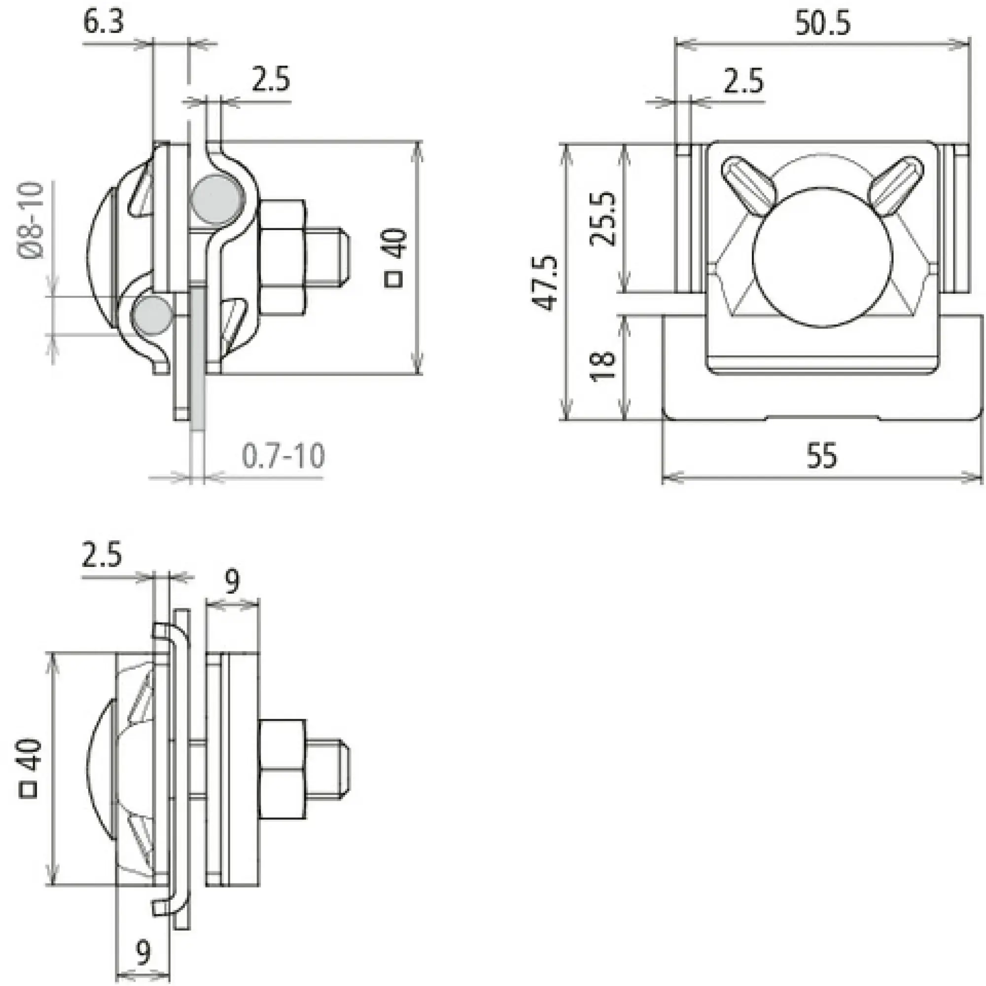 Dehn 365229 Saddle clamp StSt clamping range 0.7-10mm for Rd 8-10mm (img_002) Dehn 365229 Saddle clamp StSt clamping range 0.7-10mm for Rd 8-10mm (img_002)