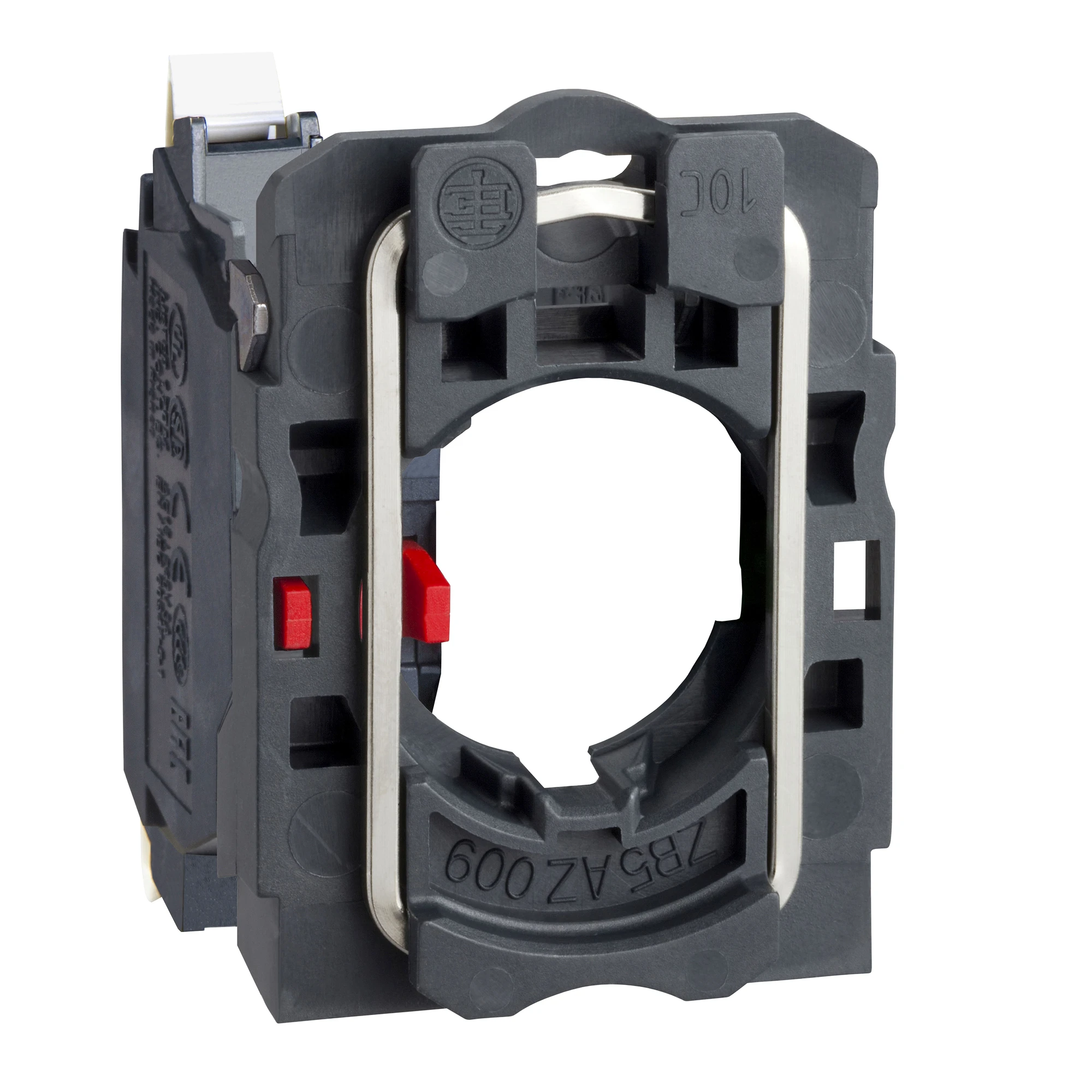 Schneider Electric ZB5AZ1025 Auxiliary Contact Block with Mounting Flange, Harmony XB5, Plastic, 22mm, 30mm, 1S, Spring Clamp Connection (img_001)