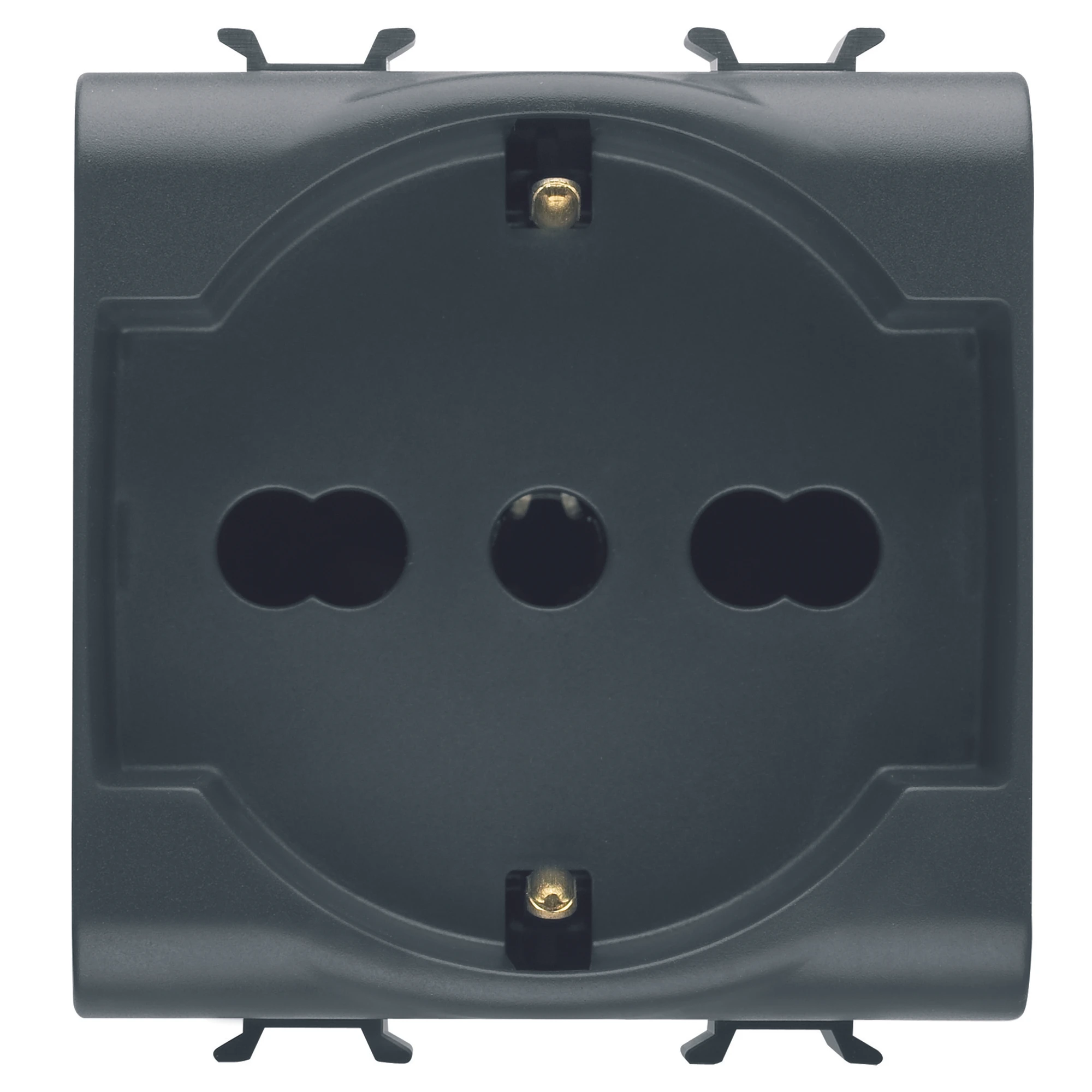 GEWISS GW12204 ITALIAN/GERMAN STANDARD SOCKET-OUTLET 250V ac - 2P+E 16A DUAL AMPERAGE - 2 MODULES - SATIN BLACK - CHORUSMART (img_001)