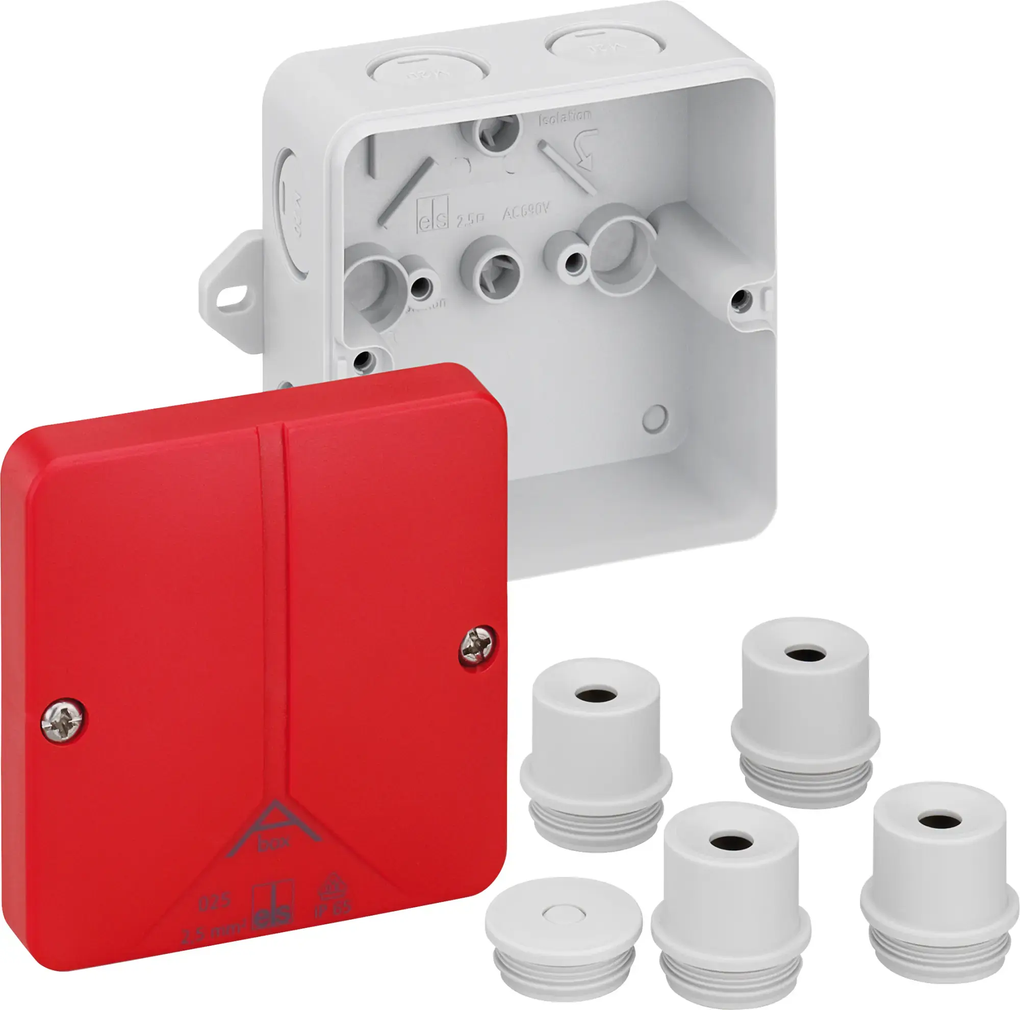 Spelsberg 80870701 Junction box, Type of protection IP54/IP65 , max. 2,5², Impact strength IK07, Protection class II, Ui 690V AC, VDE, Halogen free (img_001)