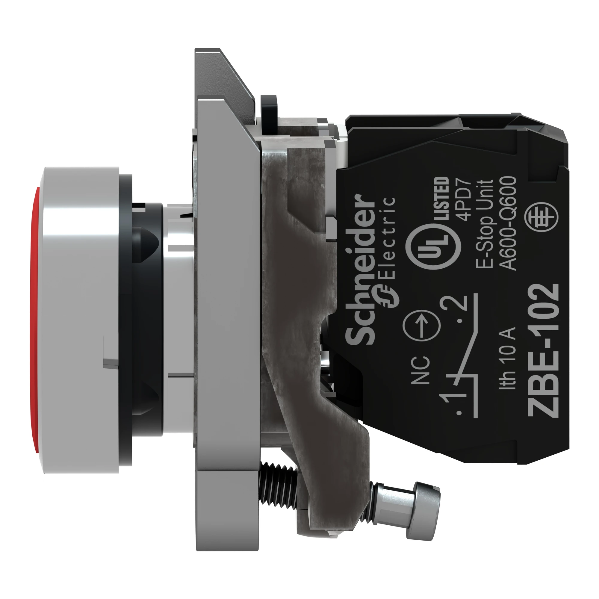 Schneider Electric XB4BA42 Push-button, Harmony XB4, Metal, 22mm, Red, Unmarked, Momentary, Screw Terminal, 1NC (img_004)