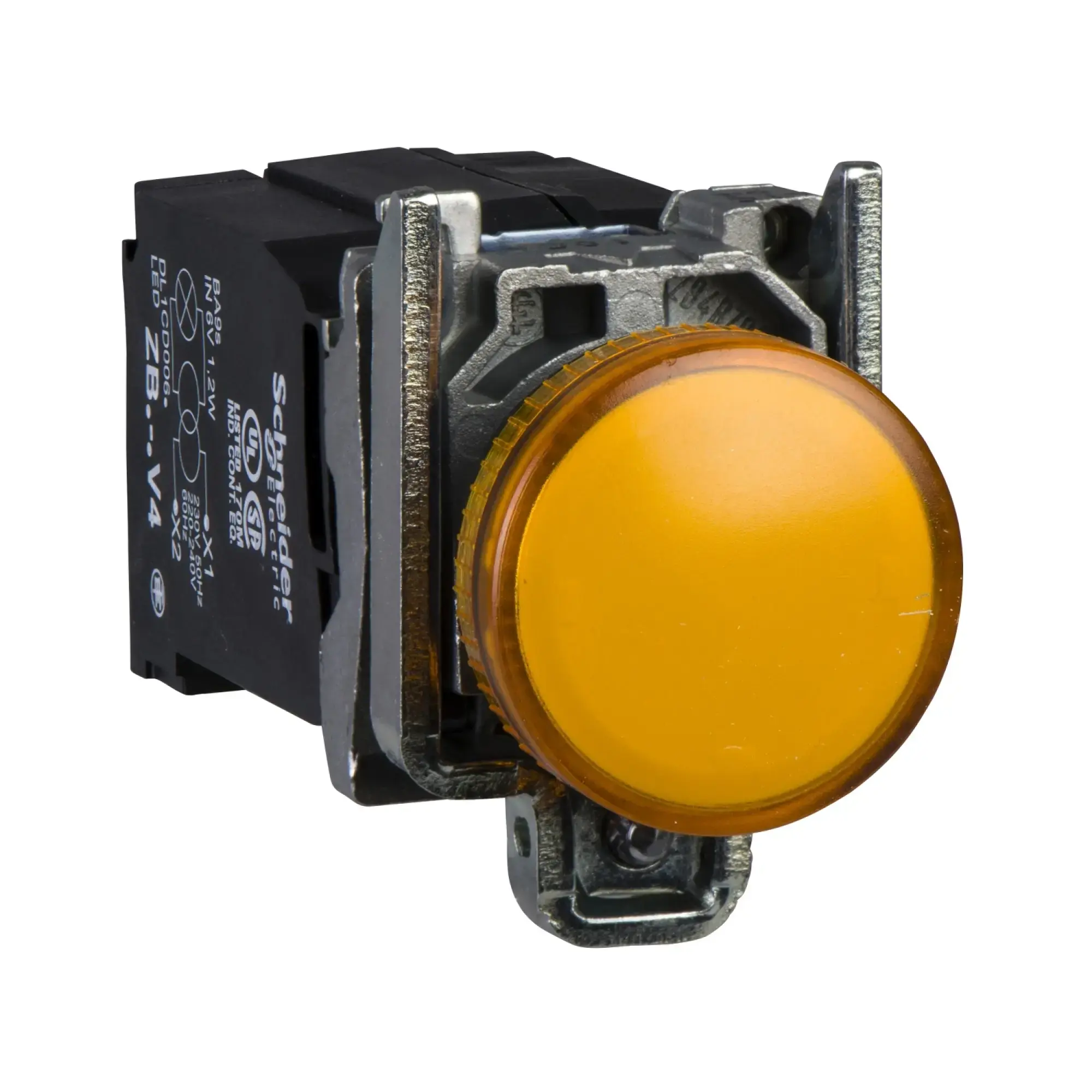 Schneider Electric XB4BV35 Pilot Light, Harmony XB4, Metal, 22mm, Orange, with Transformer, Incandescent Lamp BA9s, Smooth Calotte, Screw Terminal, 120V AC (img_002)