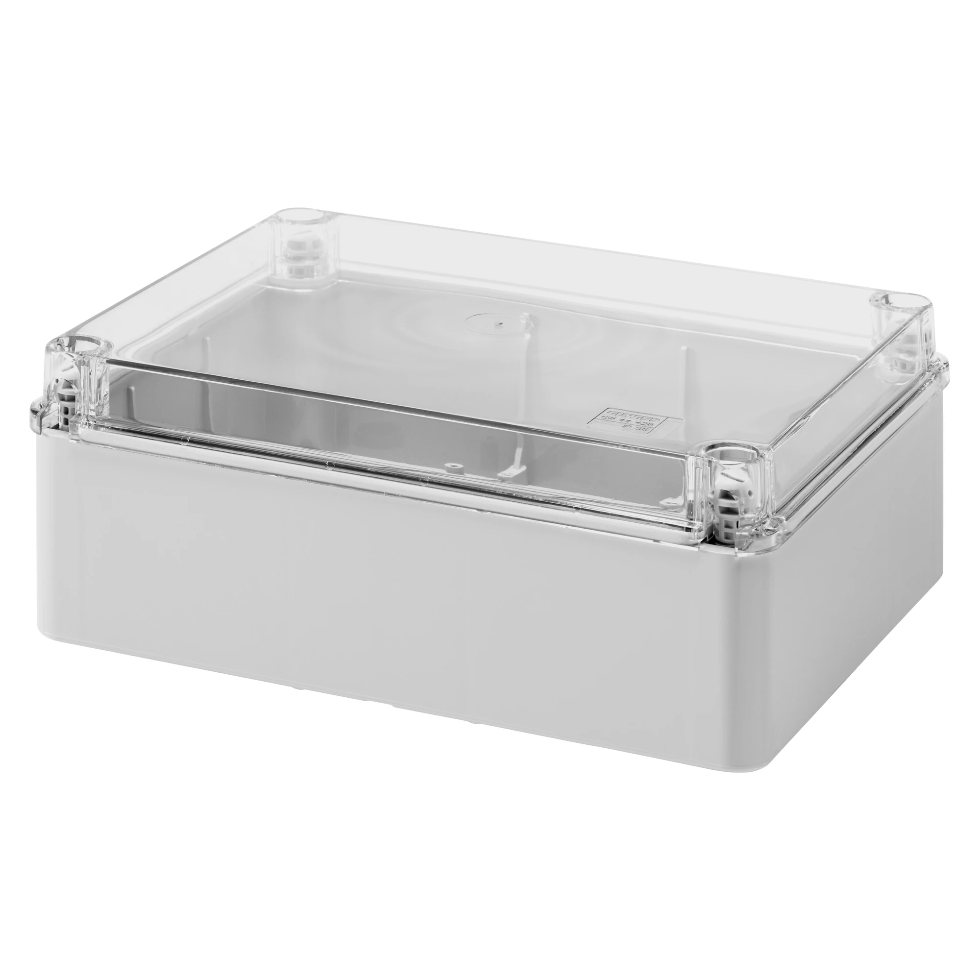GEWISS GW44428 BOX FOR JUNCTIONS AND FOR ELECTRIC AND ELECTRONIC EQUIPMENT - WITH TRANSPARENT PLAIN LID - IP56 - INTERNAL DIMENSIONS 240X190X90 - WITH SMOOTH WALLS (img_001)