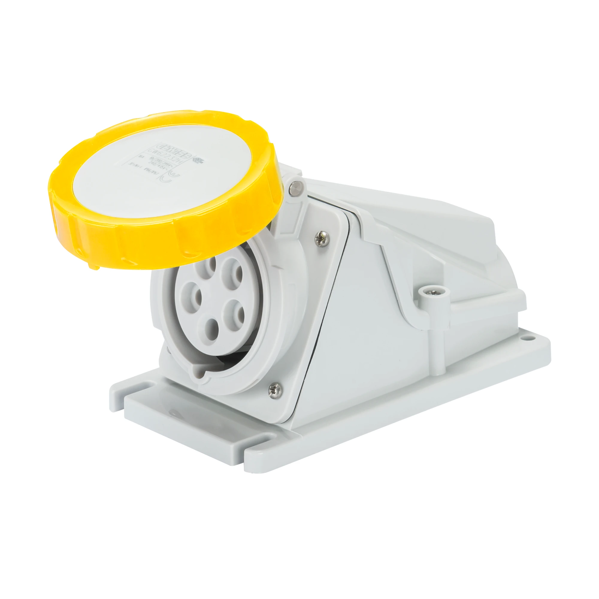 GEWISS GW62510 90° ANGLED SURFACE-MOUNTING SOCKET-OUTLET - IP67 - 3P+N+E 32A 100-130V 50/60HZ - YELLOW - 4H - SCREW WIRING (img_001)