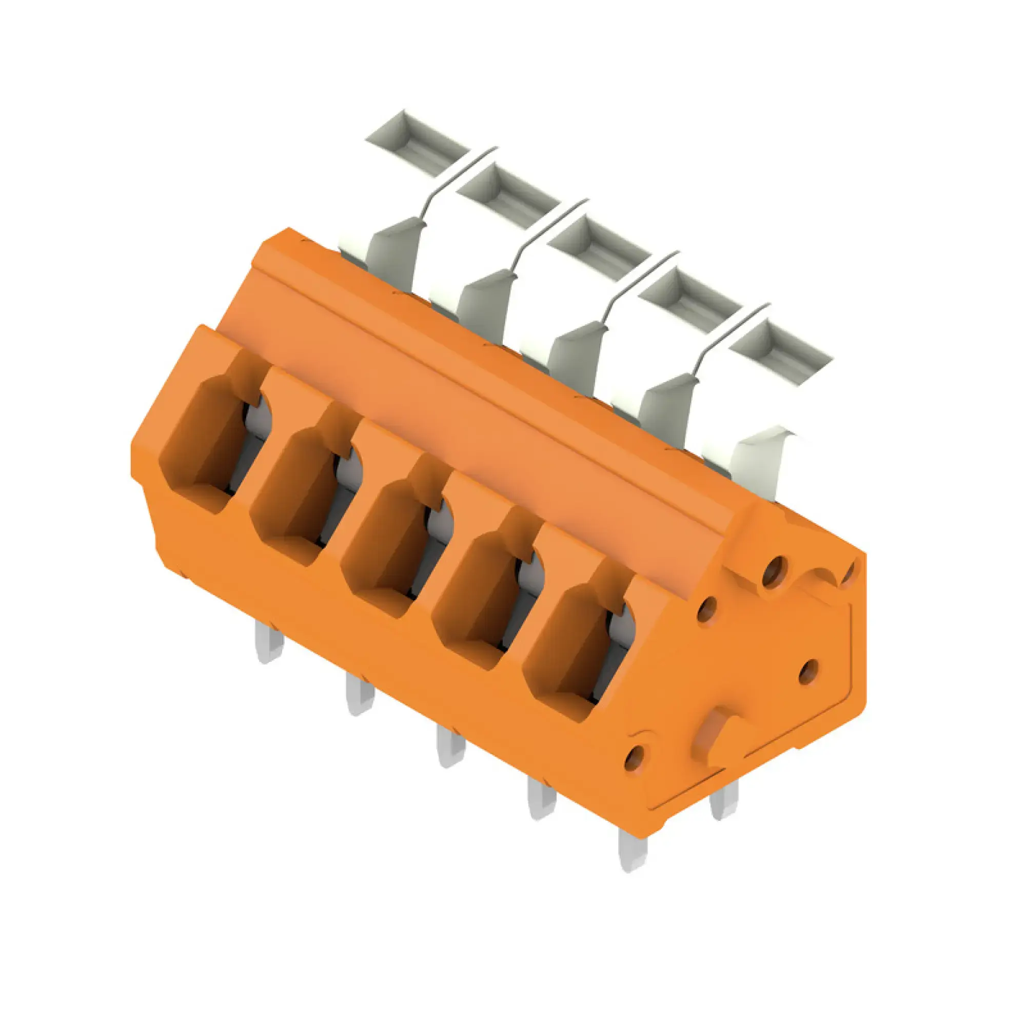 Weidmüller 1914600000 PCB terminal, 320 V, 24 A, Pitch in mm: 5.00, 2.5 mm², Number of poles: 5, Tension clamp connection with actuator, THT solder connection, 135°, Box (img_001) Weidmüller 1914600000 PCB terminal, 320 V, 24 A, Pitch in mm: 5.00, 2.5 mm², Number of poles: 5, Tension clamp connection with actuator, THT solder connection, 135°, Box (img_001)