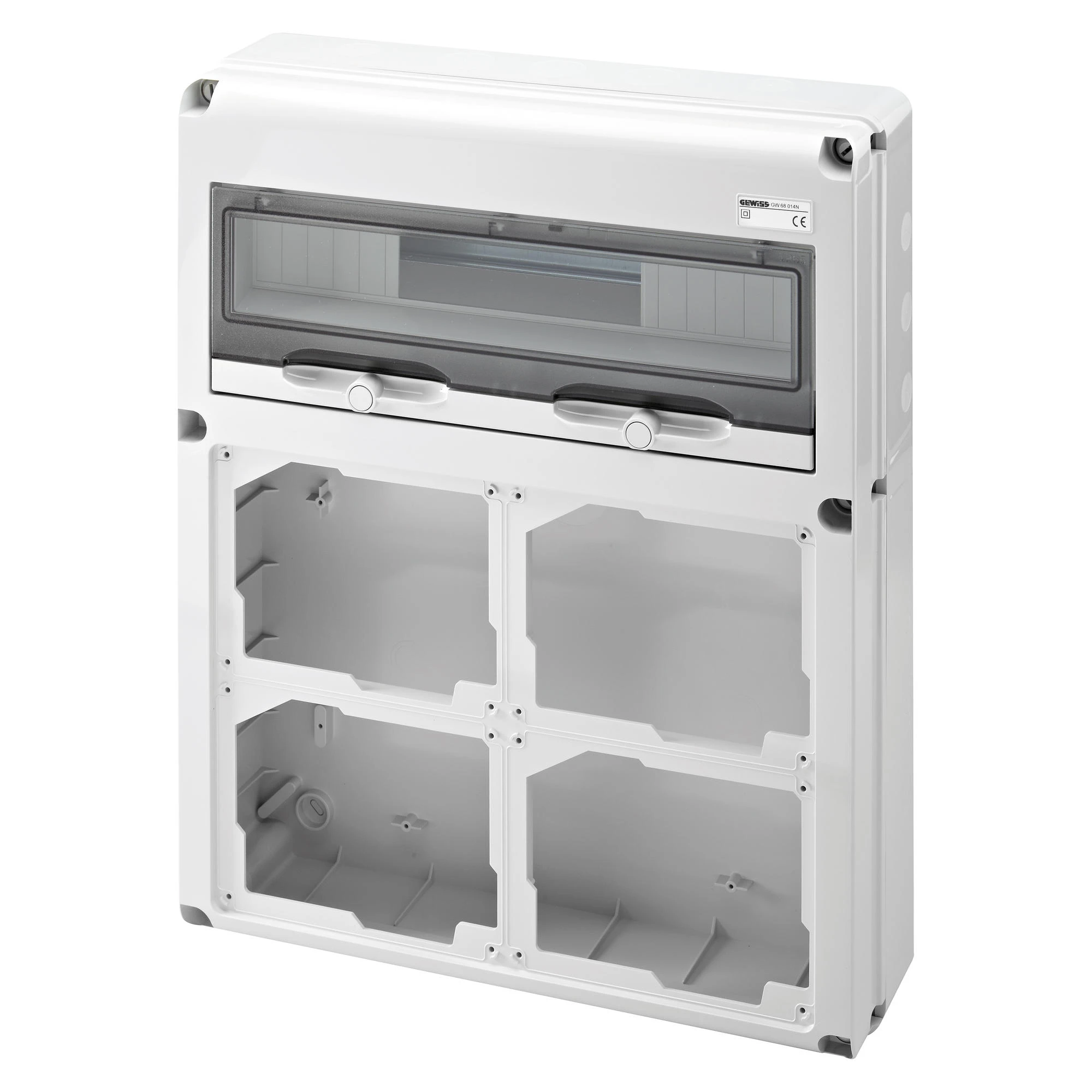 GEWISS GW68014N IEC Kombinationsgehaeuse mit 4 Flansch 16A Steckdose schaltbar waagerecht 20TE IP65 (img_001) GEWISS GW68014N IEC Kombinationsgehaeuse mit 4 Flansch 16A Steckdose schaltbar waagerecht 20TE IP65 (img_001)