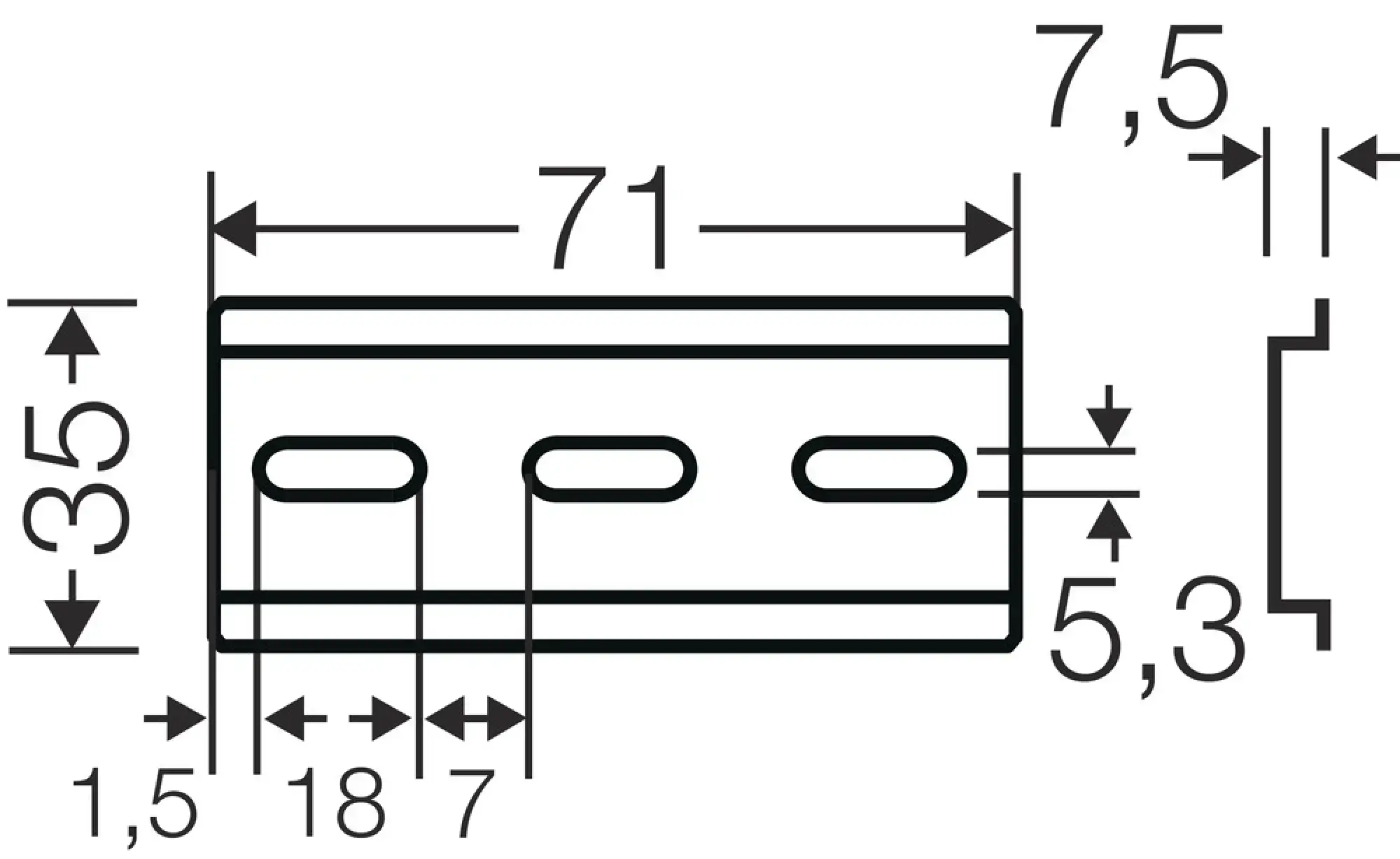 Hensel 62000262 Tragschiene 71 mm, für DK / KF / EB 02..... DK TS 01 (img_003) Hensel 62000262 Tragschiene 71 mm, für DK / KF / EB 02..... DK TS 01 (img_003)
