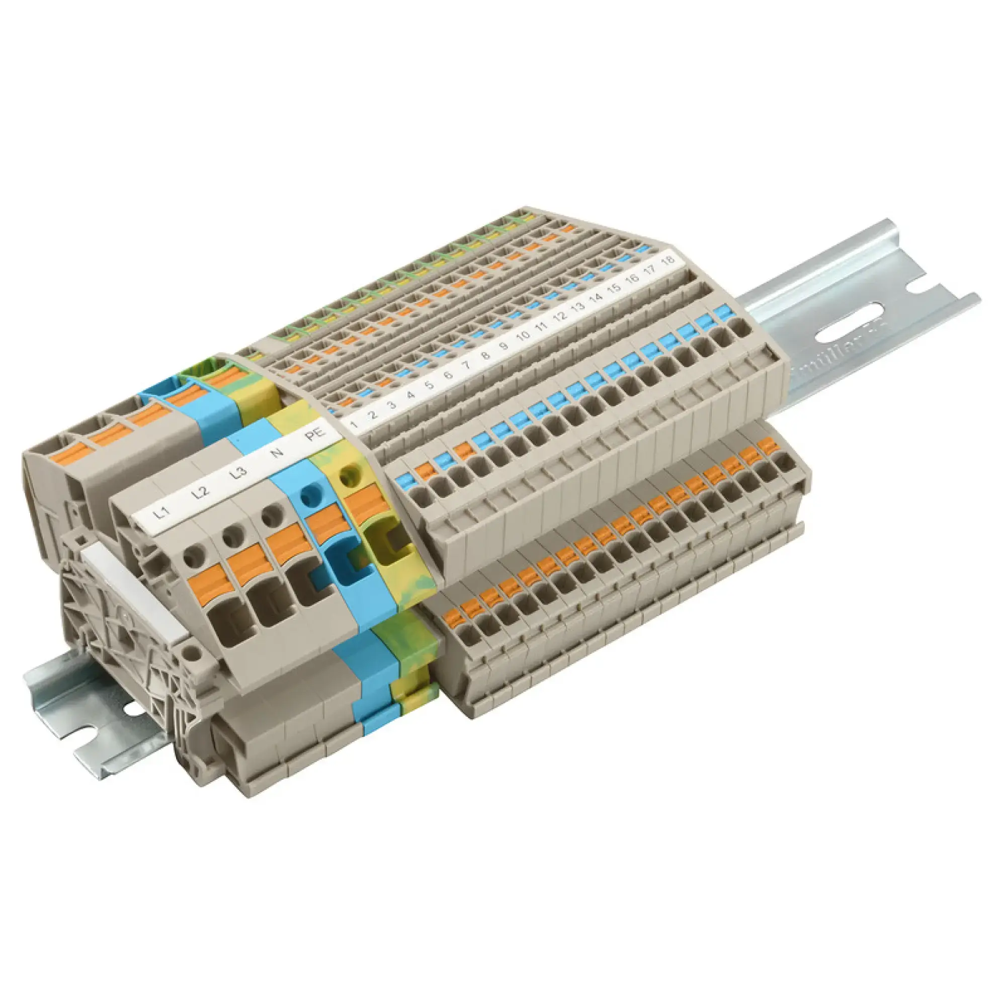 Weidmüller 8000122103 Multi-tier modular terminal, PUSH IN, Miscellaneous, 16 mm², Number of connections: 98, Number of levels: 3, TS 35, V-0, Wemid (img_001) Weidmüller 8000122103 Multi-tier modular terminal, PUSH IN, Miscellaneous, 16 mm², Number of connections: 98, Number of levels: 3, TS 35, V-0, Wemid (img_001)