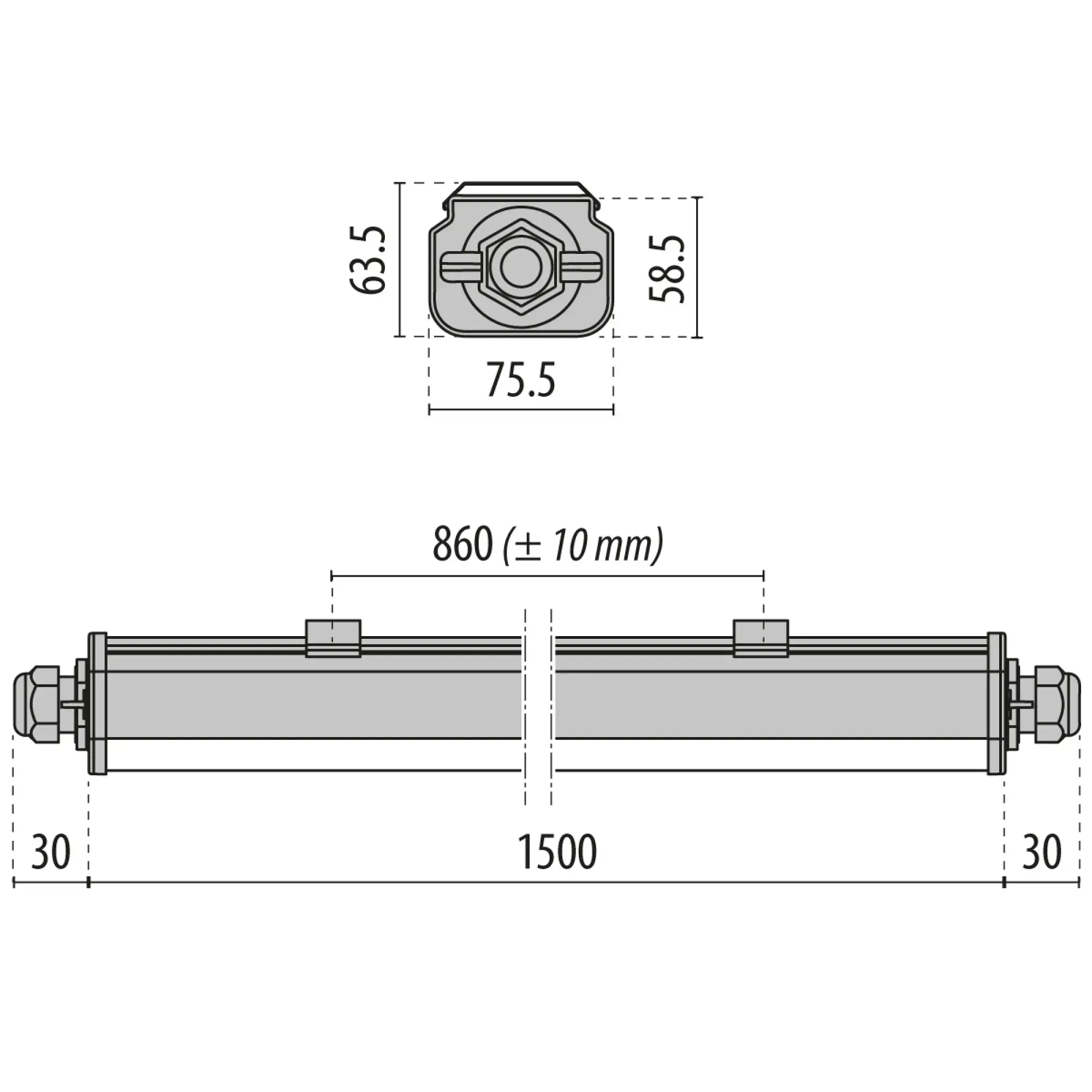 Performance iN Lighting 309035 LED-Feuchtraumleuchte 6500K 35W statisch symmetrische extrabreite Streuoptik 309035 (img_002)