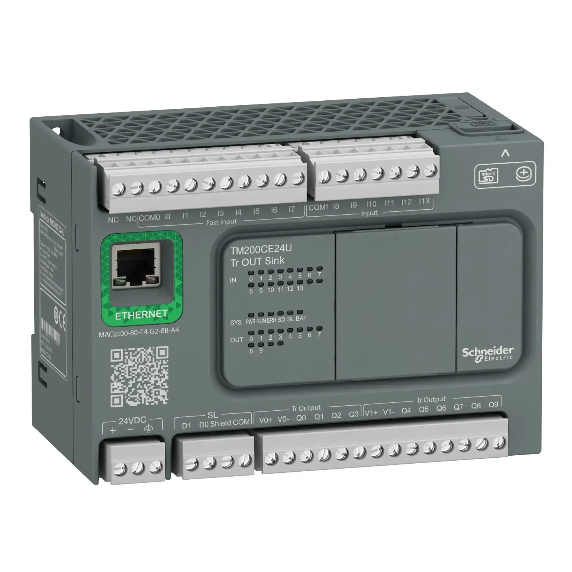 Schneider Electric TM200CE24U Easy Modicon M200, SPS-Steuerung, 14E/10A, Transistor Sink, Ethernet, 24VDC (img_001) Schneider Electric TM200CE24U Easy Modicon M200, SPS-Steuerung, 14E/10A, Transistor Sink, Ethernet, 24VDC (img_001)