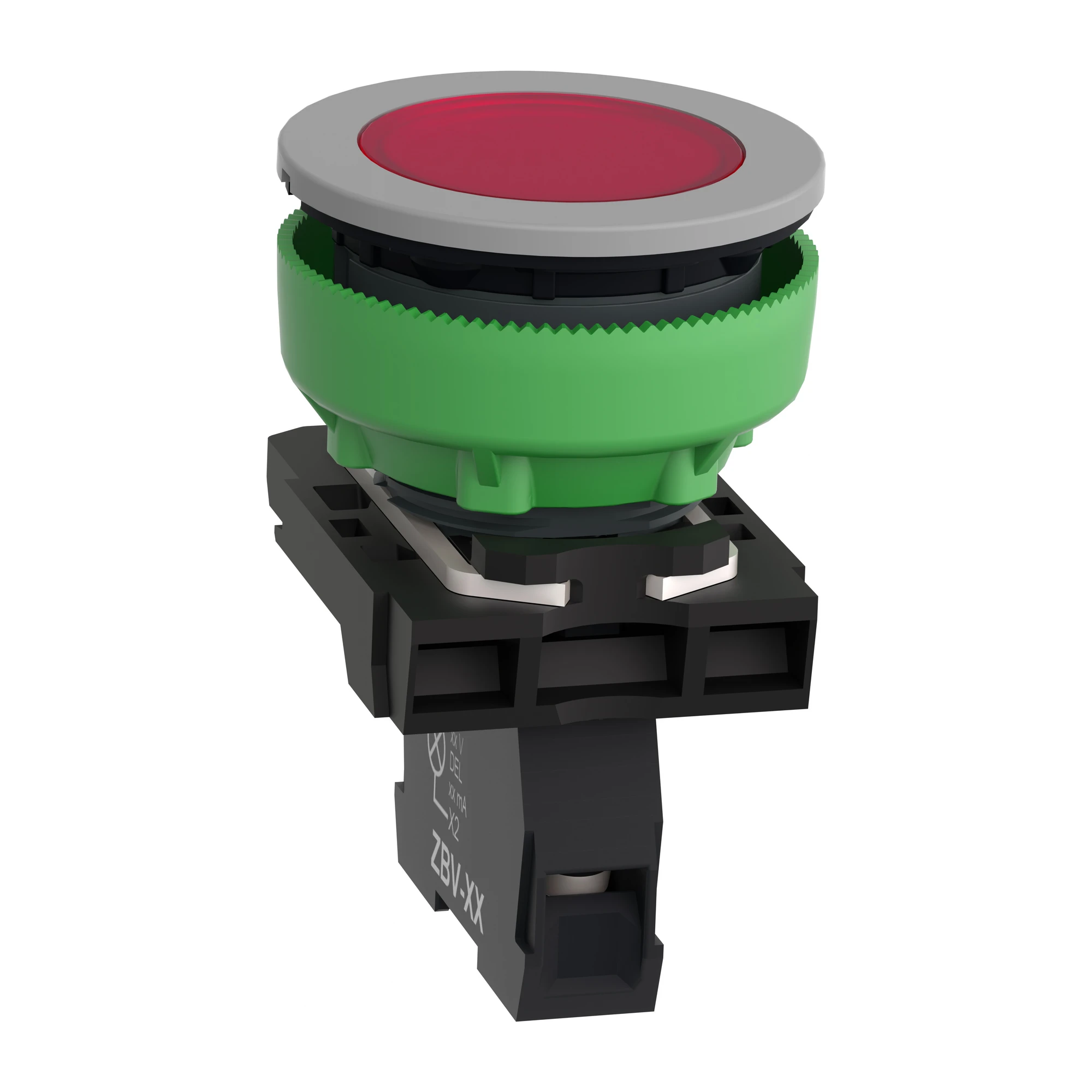 Schneider Electric XB5FVG4C0 Pilot light, Harmony XB5F, plastic, antimicrobial, red, 30mm, universal LED, smooth dome, 110-120V AC (img_005)
