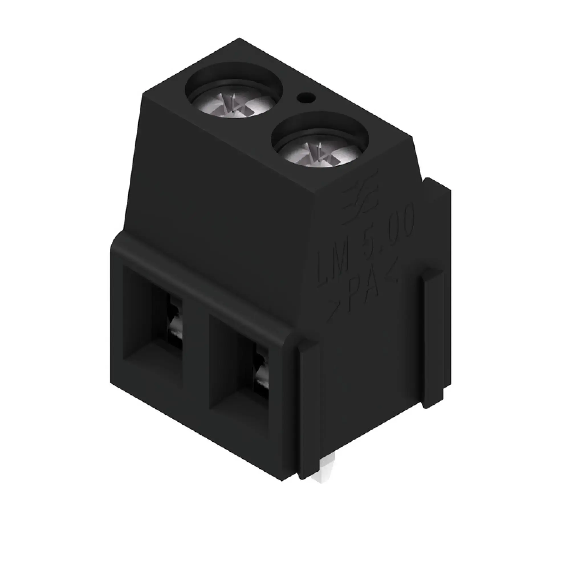 Weidmüller 1716020000 PCB terminal, 320 V, 17.5 A, Pitch in mm: 5.08, 2.5 mm², Number of poles: 2, Clamping yoke connection, THT solder connection, 90°, Box (img_001)