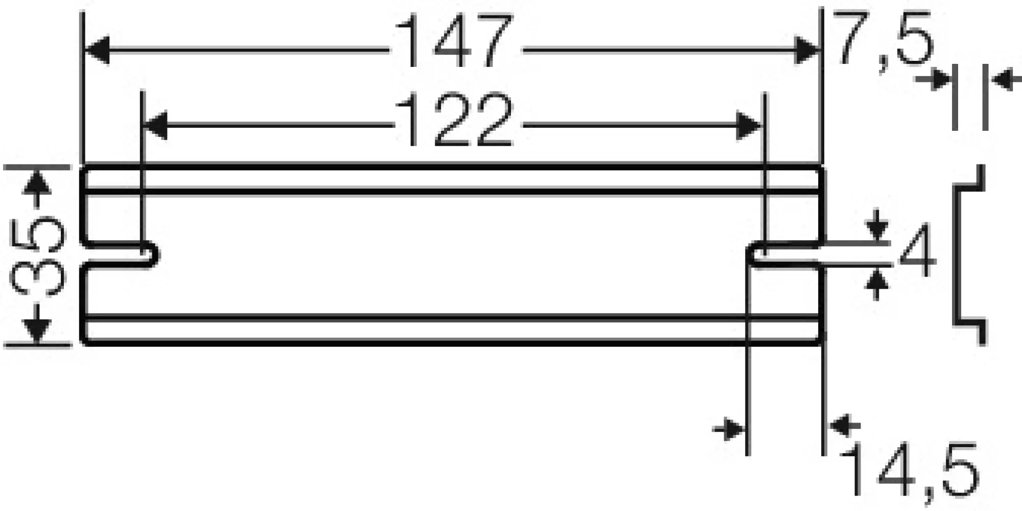 Hensel 62000125 Tragschiene 147 mm, für DK / KF / EB 10..... DK TS 10 (img_002)