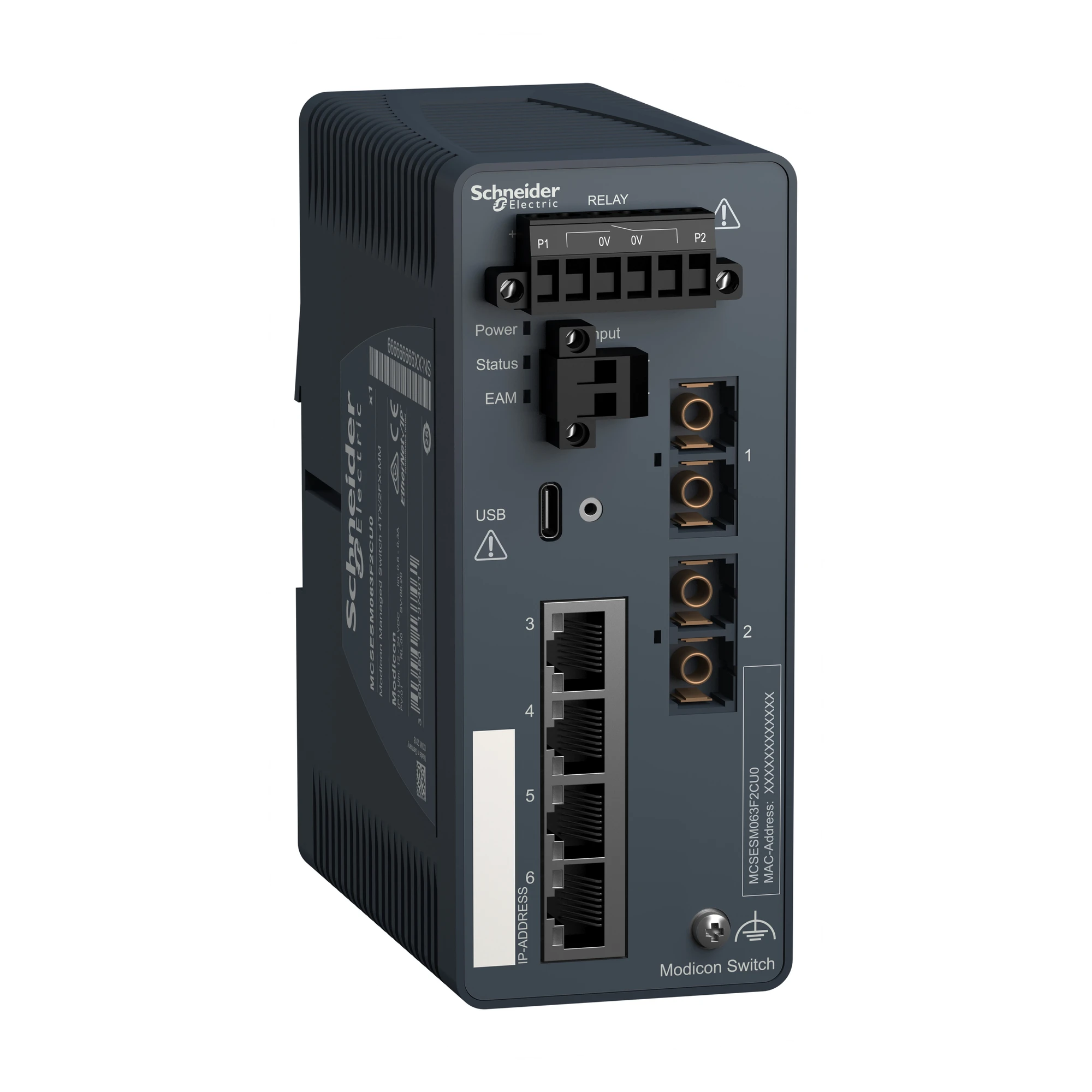 Schneider Electric MCSESM063F2CU0 Modicon Managed Switch, 4 Copper Ports (4TX 10/100 Mbps) + 2 Multimode Fiber Ports (2FX-MM 100 Mbps) (img_001) Schneider Electric MCSESM063F2CU0 Modicon Managed Switch, 4 Copper Ports (4TX 10/100 Mbps) + 2 Multimode Fiber Ports (2FX-MM 100 Mbps) (img_001)