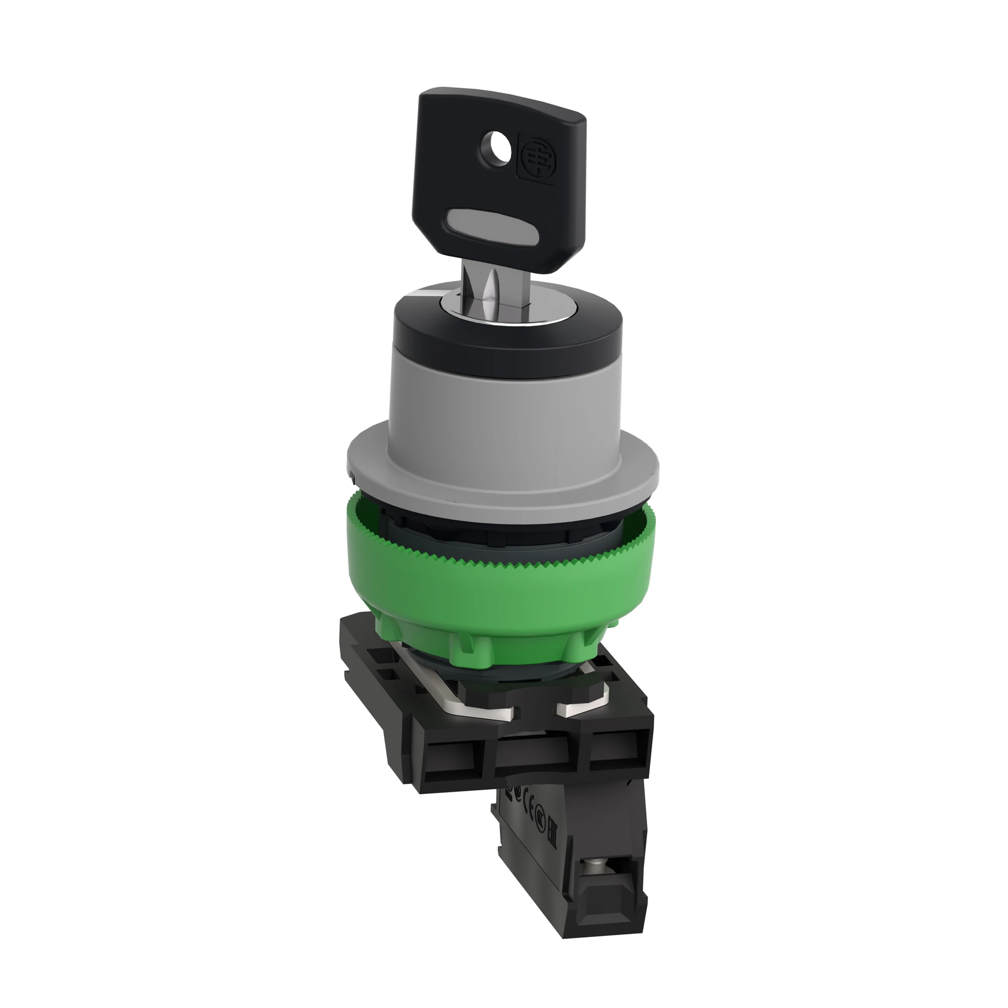 Schneider Electric XB5FG41C0 Key switch, Harmony XB5F, plastic, light grey, black, 2 positions, 30mm, latching, Ronis 455, 1S (img_005)
