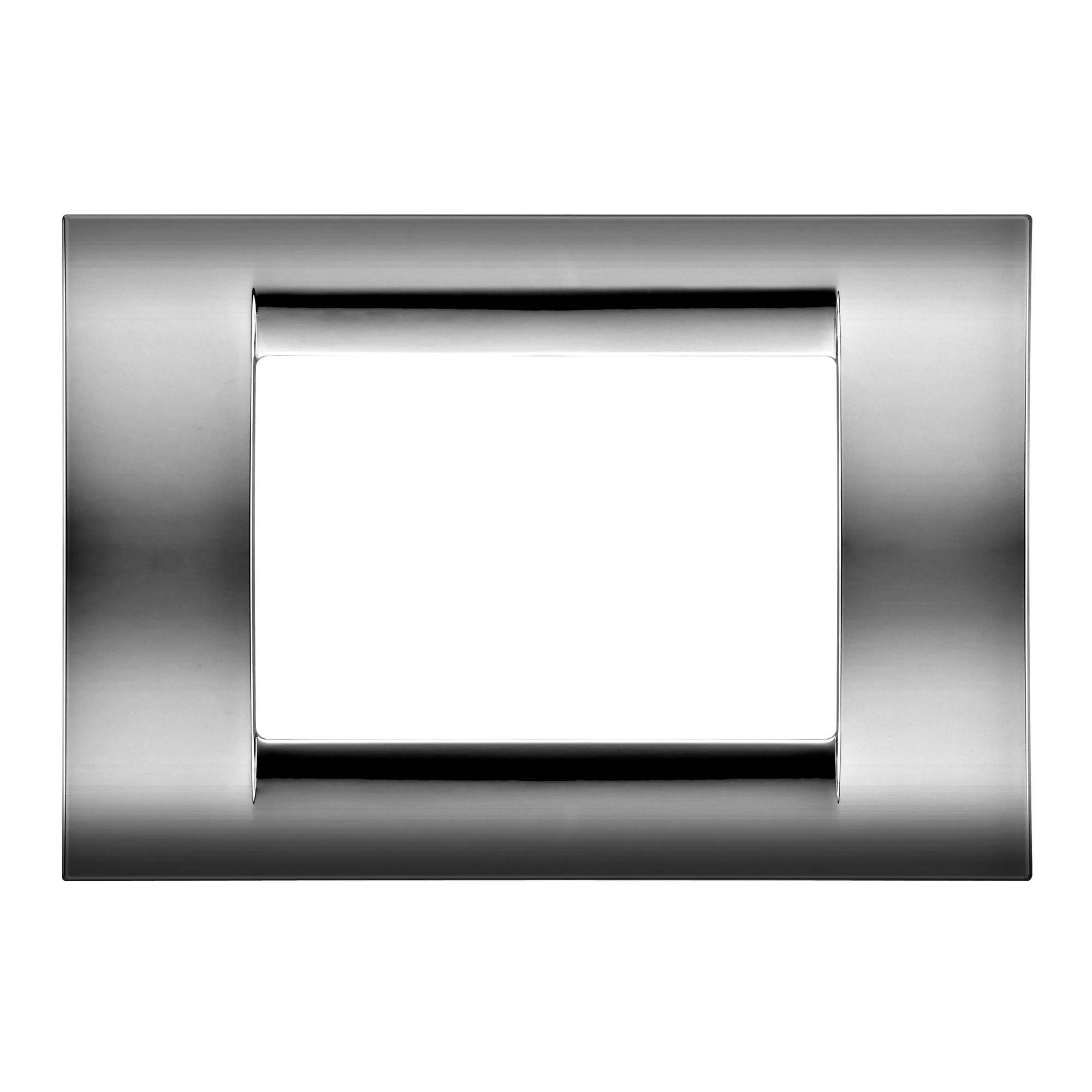 GEWISS GW22257 VIRNA PLATE - IN TECHNOPOLYMER GLOSS FINISHING - 8 GANG (4+4 OVERLAPPING) - SOFT CHROME - SYSTEM (img_001)