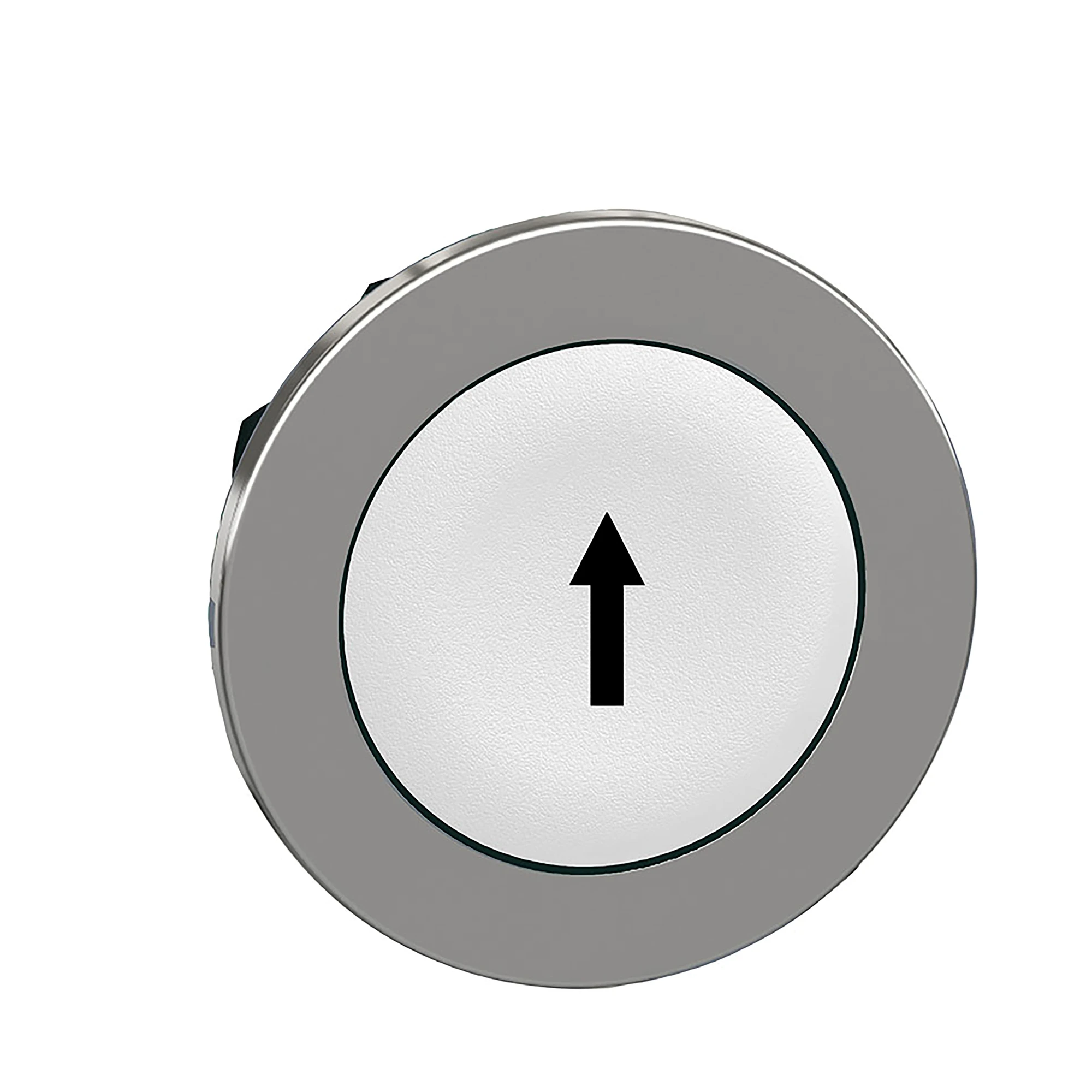 Schneider Electric ZB4FA334 Pushbutton, Front Element, Harmony XB4F, Metal, 30mm, white, labeled arrow up, momentary (img_001)