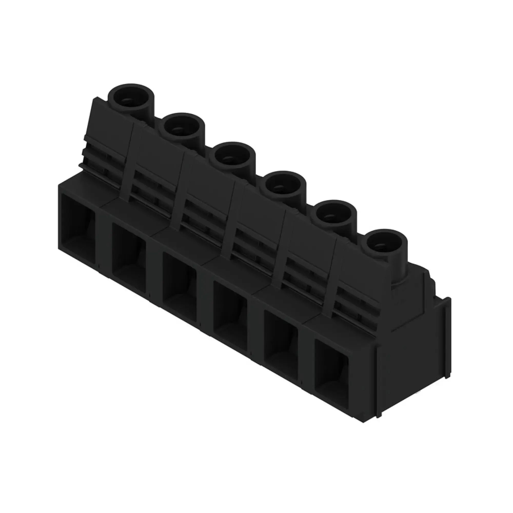Weidmüller 2014590000 PCB terminal, 1000 V, 76 A, Pitch in mm: 12.70, 16 mm², Number of poles: 6, Clamping yoke connection, THT solder connection, 90°, Box (img_001)