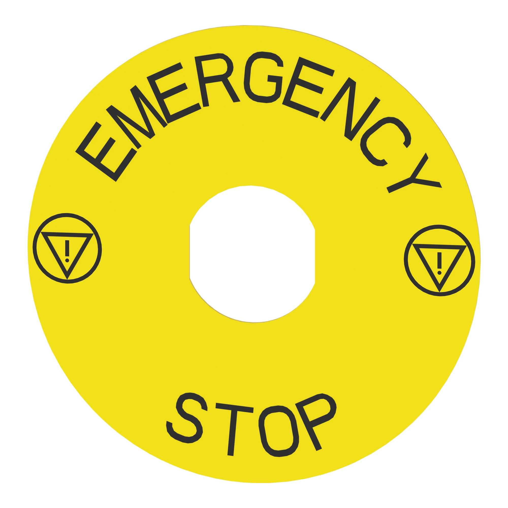 Schneider Electric ZBY8330 Sign, round, yellow, Ø 90mm - Labeling EMERGENCY STOP (img_007) Schneider Electric ZBY8330 Sign, round, yellow, Ø 90mm - Labeling EMERGENCY STOP (img_007)