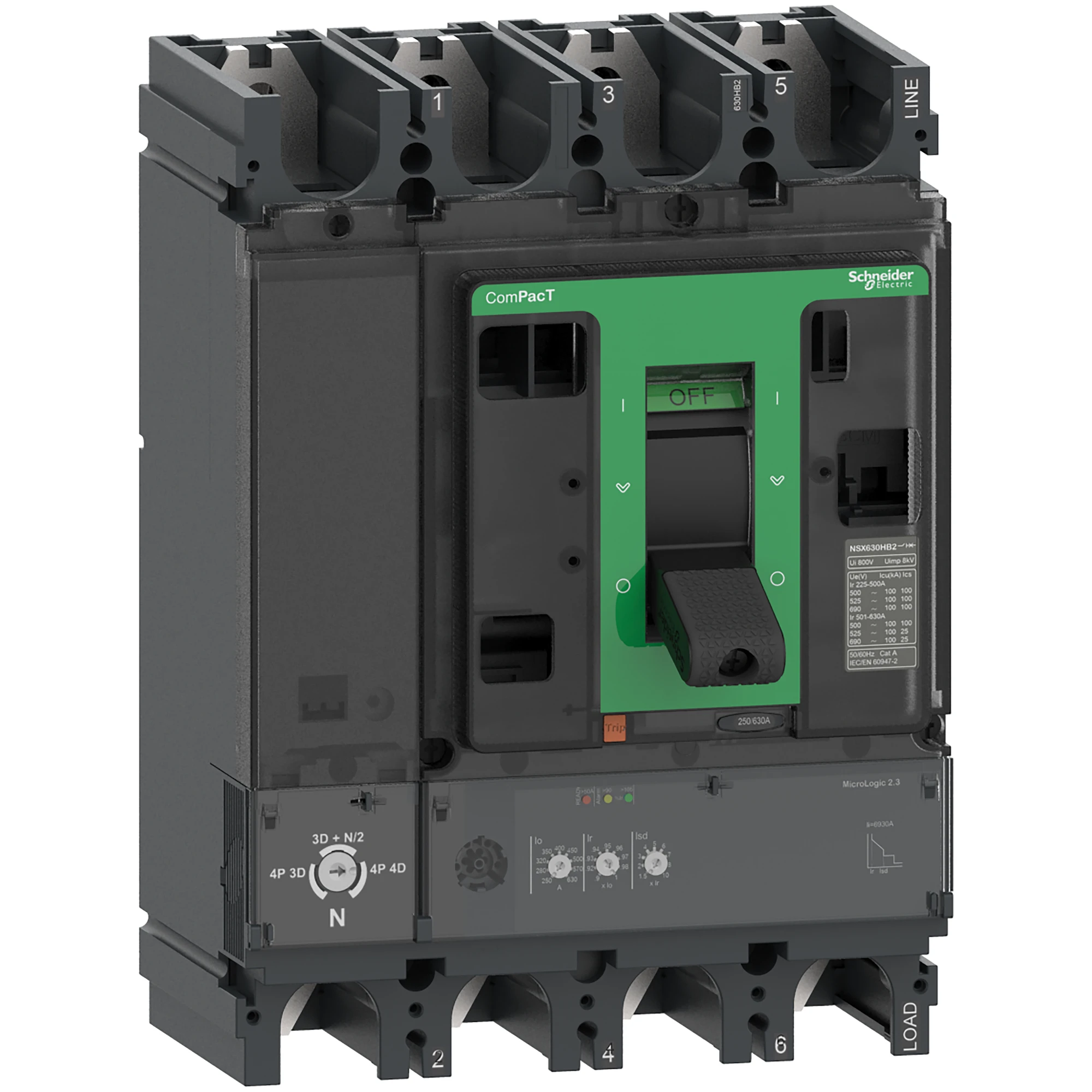 Schneider Electric C63V42D630 Compact Circuit Breaker ComPacT NSX630R with Micrologic 2.3 4P4D 630 A, 200kA/415V AC (img_001) Schneider Electric C63V42D630 Compact Circuit Breaker ComPacT NSX630R with Micrologic 2.3 4P4D 630 A, 200kA/415V AC (img_001)