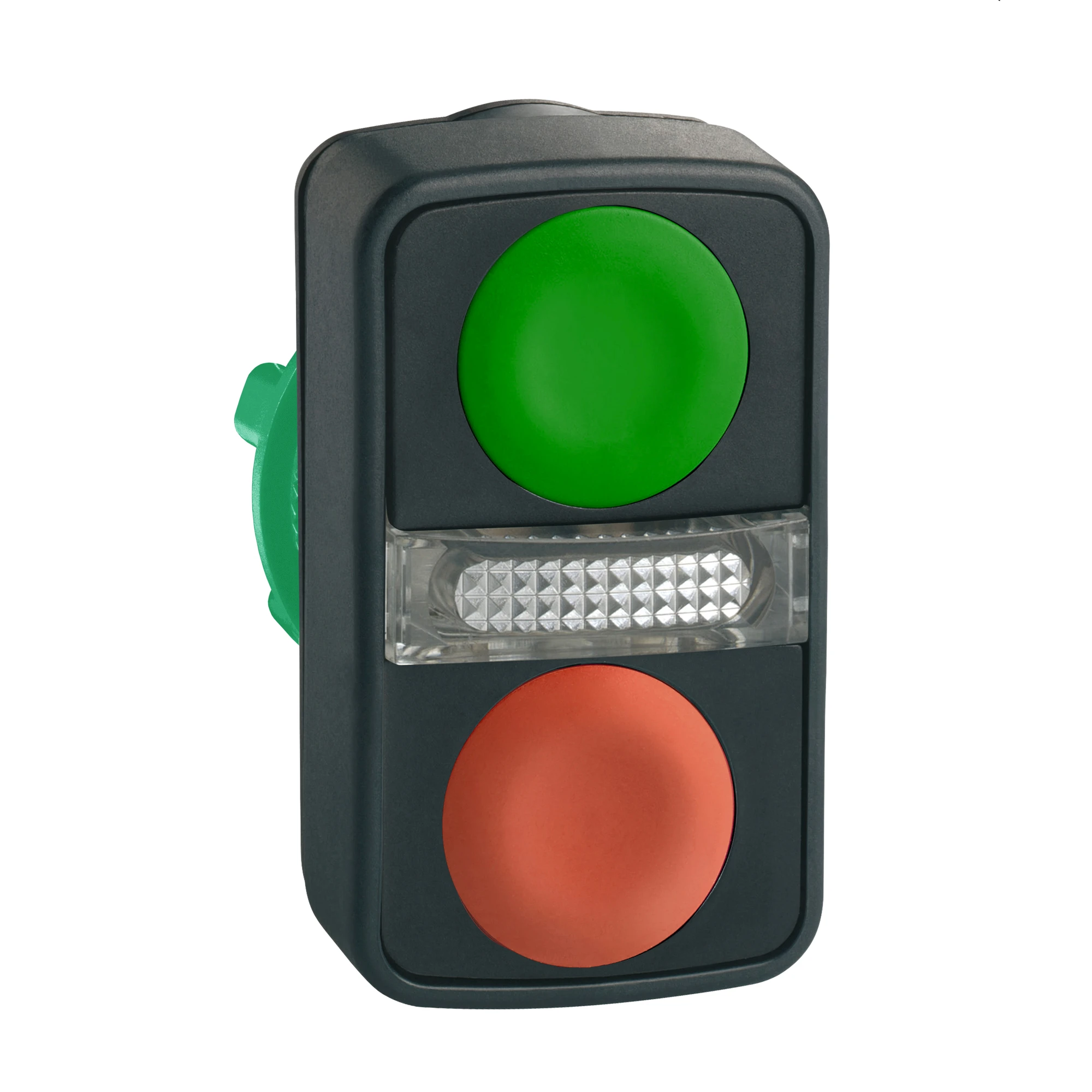 Schneider Electric ZB5AW7A3740 Double pushbutton, front element, Harmony XB5, plastic, 22mm, green, red, unlabelled, illuminated (img_001)