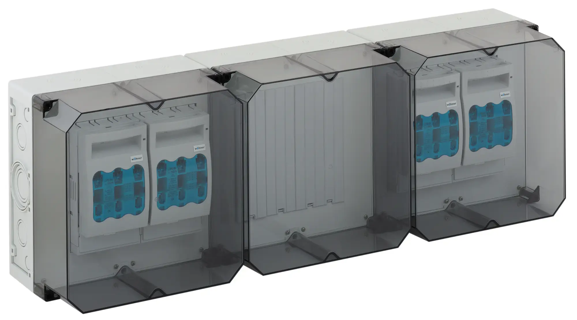 Spelsberg 76664501 Fuse enclosure, transparent, Type of protection IP54/IP65 , Impact strength IK08, Protection class II, Rated voltage 690V AC, Halogen free (img_001)