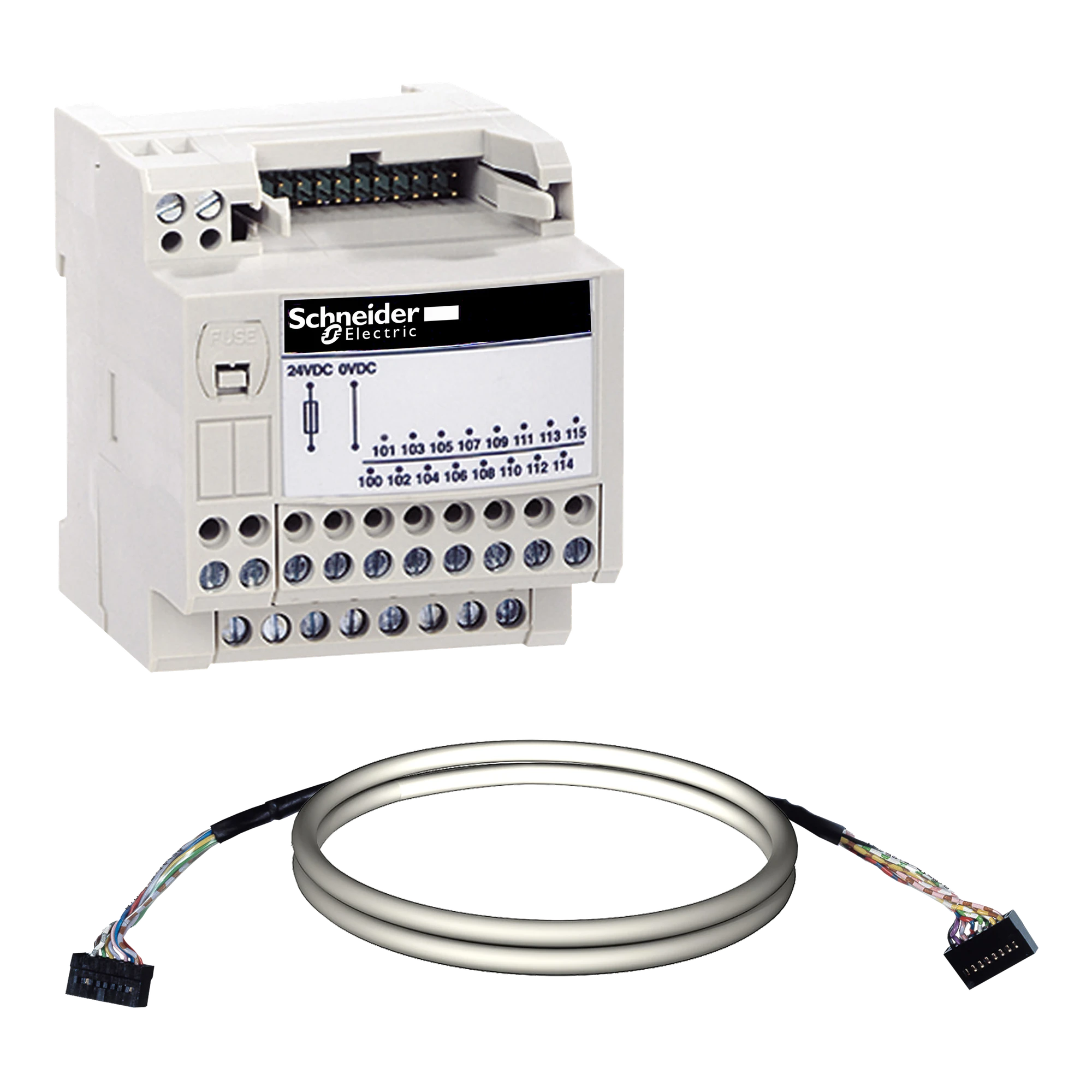 Schneider Electric ABE7H20E100 Passive terminal block ABE7, 16 input or outputs, Micro/Premium cable 1m (img_001)
