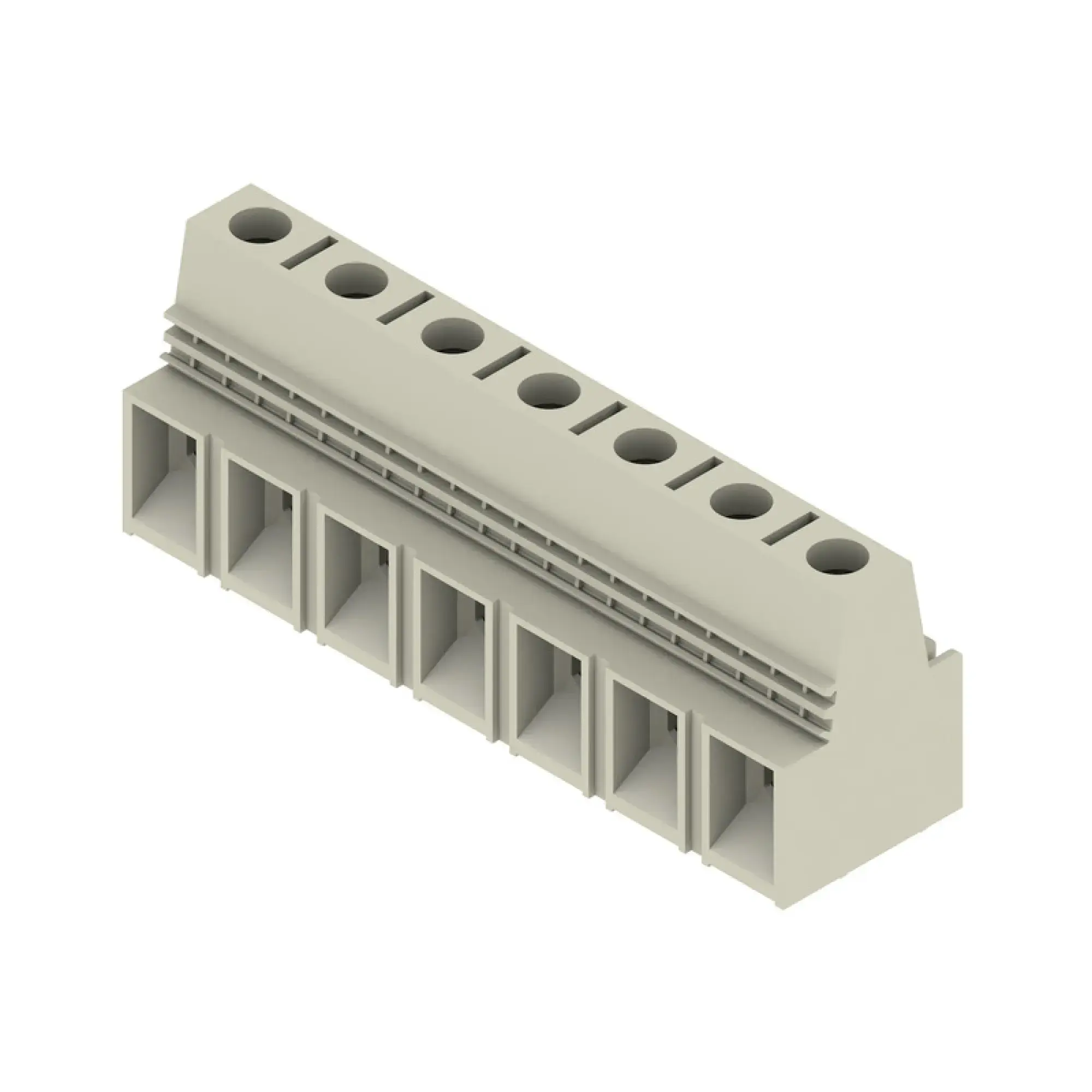 Weidmüller 1919100000 PCB terminal, 1000 V, 101 A, Pitch in mm: 15.00, 25 mm², Number of poles: 7, Clamping yoke connection, THT solder connection, 90°, Box (img_001) Weidmüller 1919100000 PCB terminal, 1000 V, 101 A, Pitch in mm: 15.00, 25 mm², Number of poles: 7, Clamping yoke connection, THT solder connection, 90°, Box (img_001)