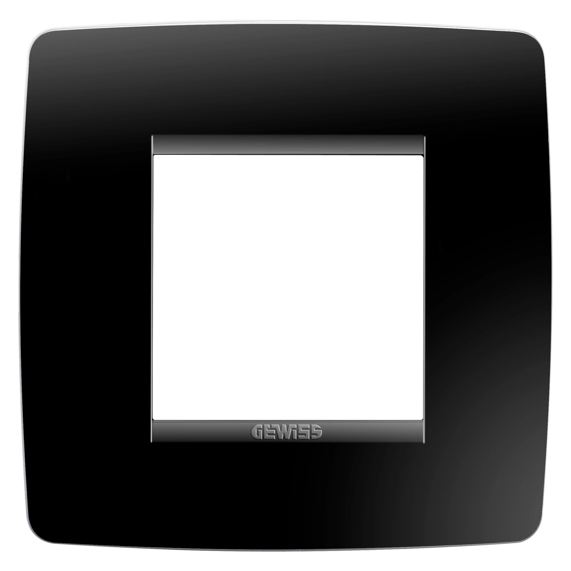GEWISS GW16122TN ONE INTERNATIONAL PLATE - IN TECHNOPOLYMER - 2 MODULES - TONER BLACK - CHORUSMART (img_001)