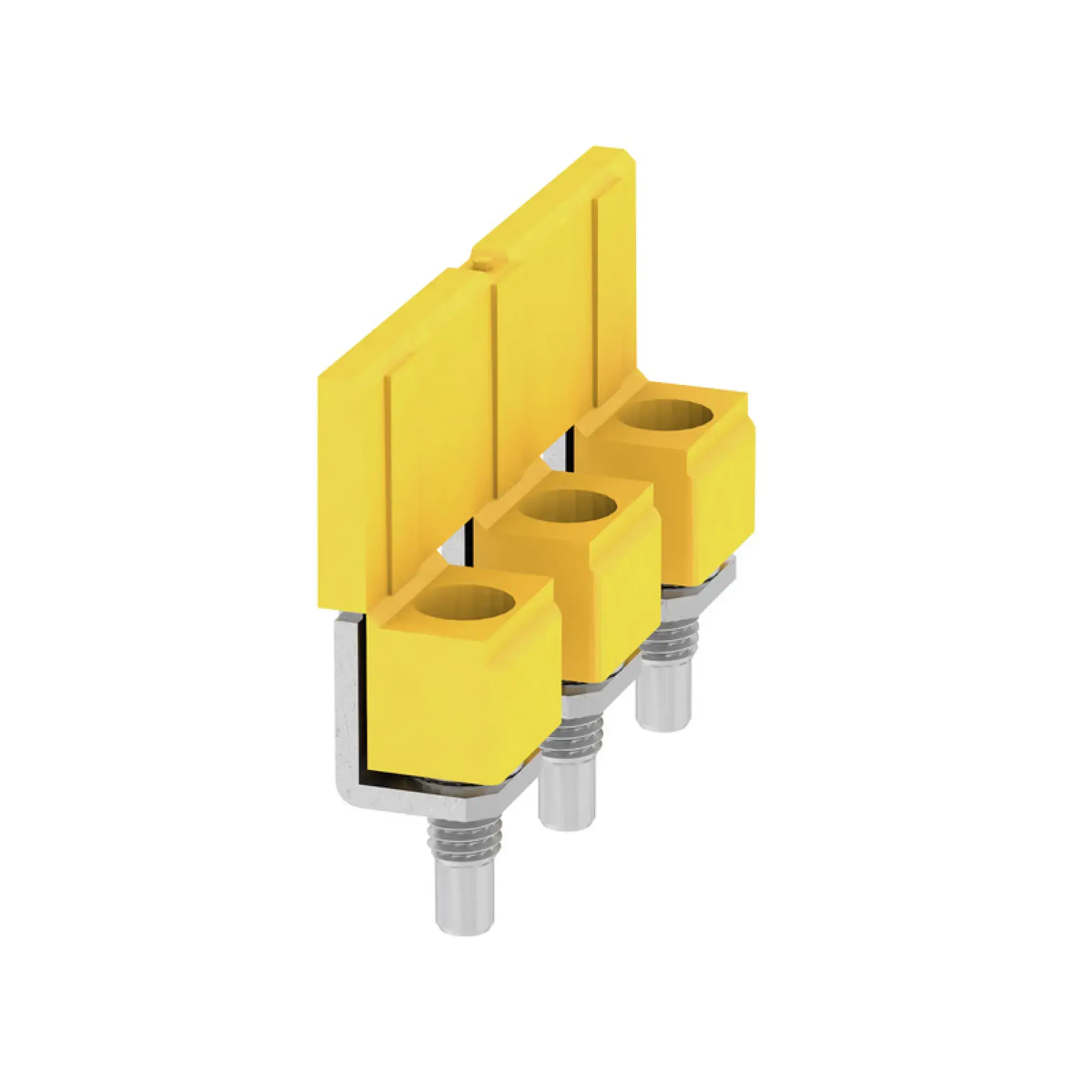Weidmüller 1636570000 Cross-connector (terminal), when screwed in, yellow, 76 A, Number of poles: 3, Pitch in mm: 11.90, Insulated: Yes, Width: 7.6 mm (img_001)