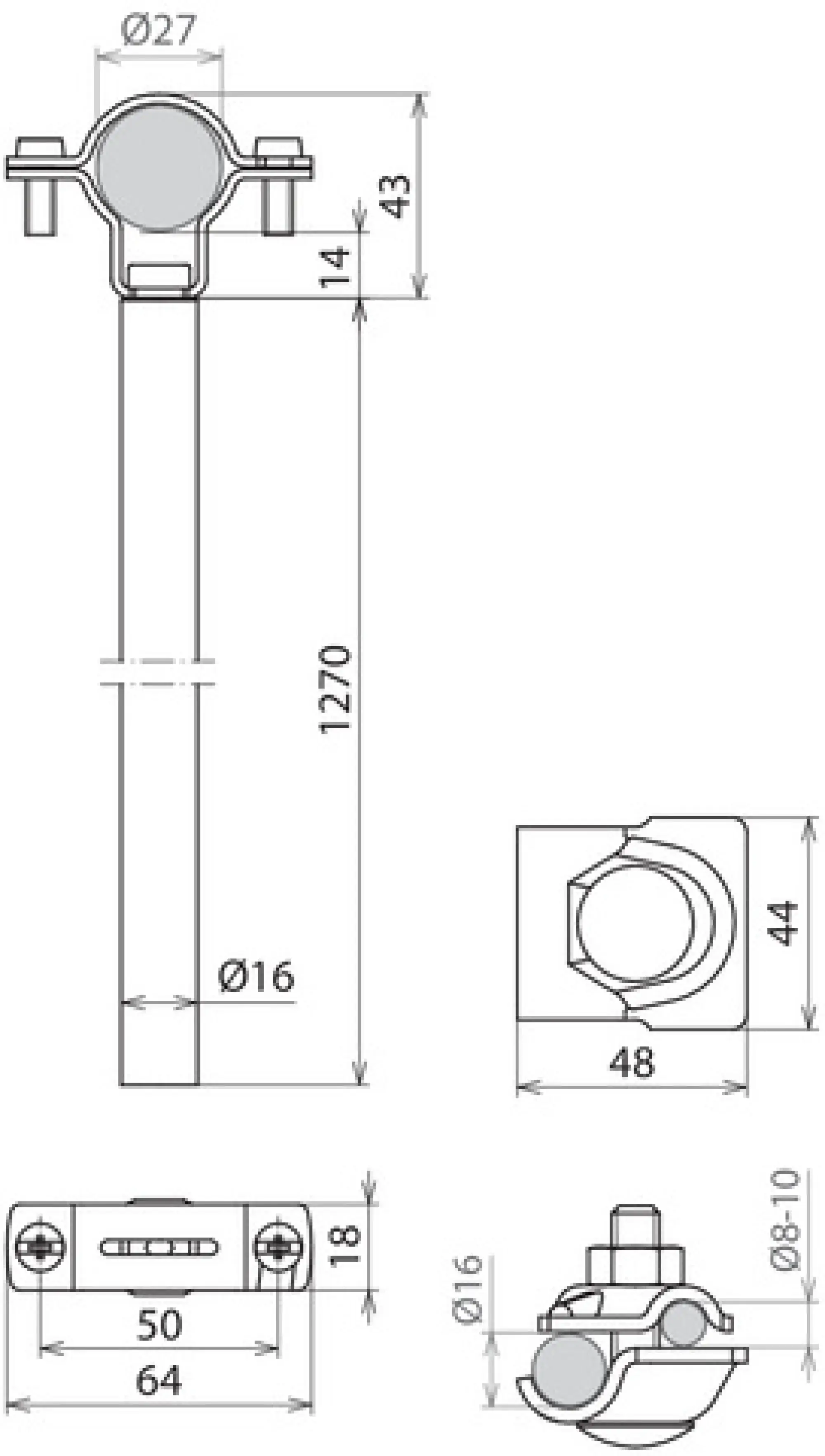 Dehn 105462 Spacer D 16mm L 1270mm Al w. EB element D 27mm incl. MV clamp f. HVI power (img_004) Dehn 105462 Spacer D 16mm L 1270mm Al w. EB element D 27mm incl. MV clamp f. HVI power (img_004)