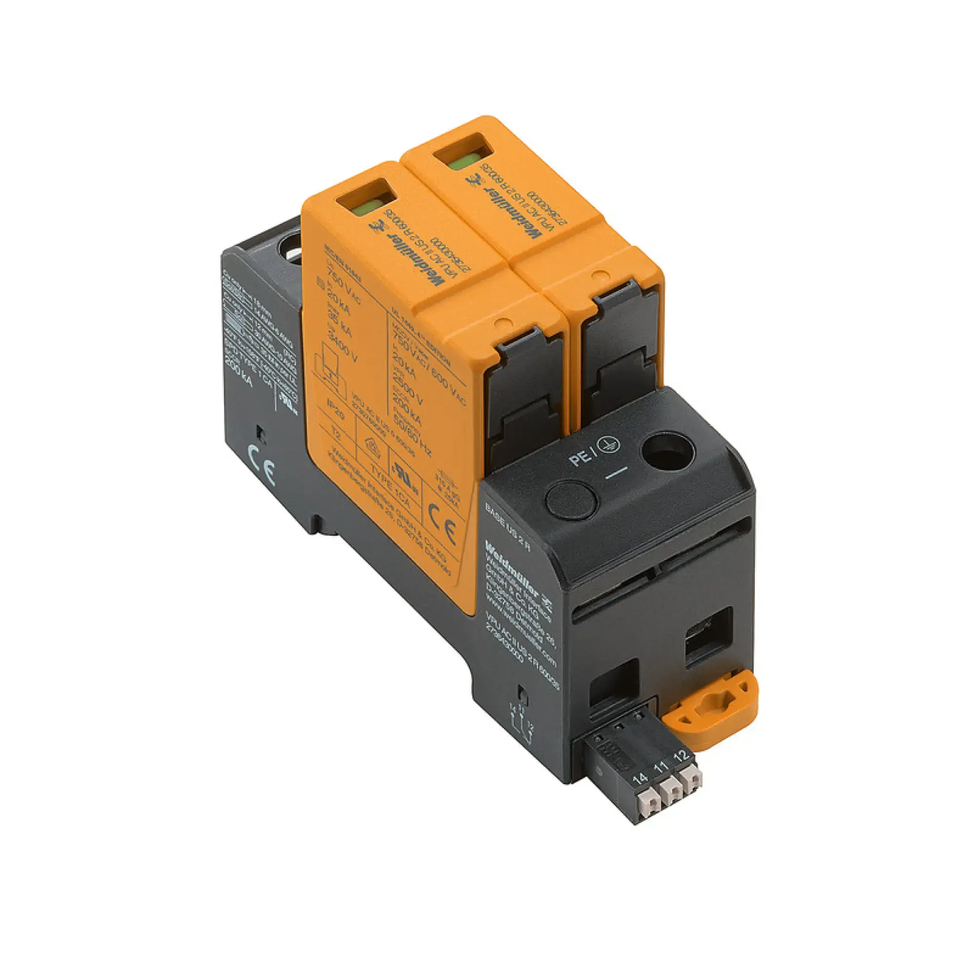 Weidmüller 2736430000 Surge voltage arrester (power supply systems), Surge protection, with remote contact, Type II, Low voltage network: Single-phase, TN-S, II, AC, 690 V (img_001) Weidmüller 2736430000 Surge voltage arrester (power supply systems), Surge protection, with remote contact, Type II, Low voltage network: Single-phase, TN-S, II, AC, 690 V (img_001)