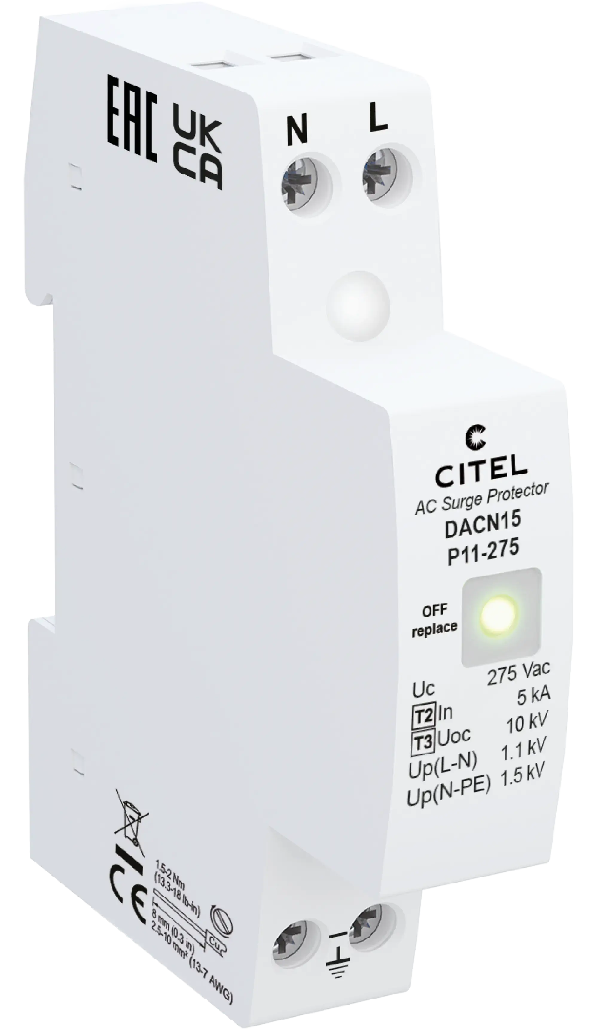 Citel 70146021 Überspannungsschutz 2-polig Typ 3 für 230/400 V Netze, mit Fernsignalisierung (img_001)