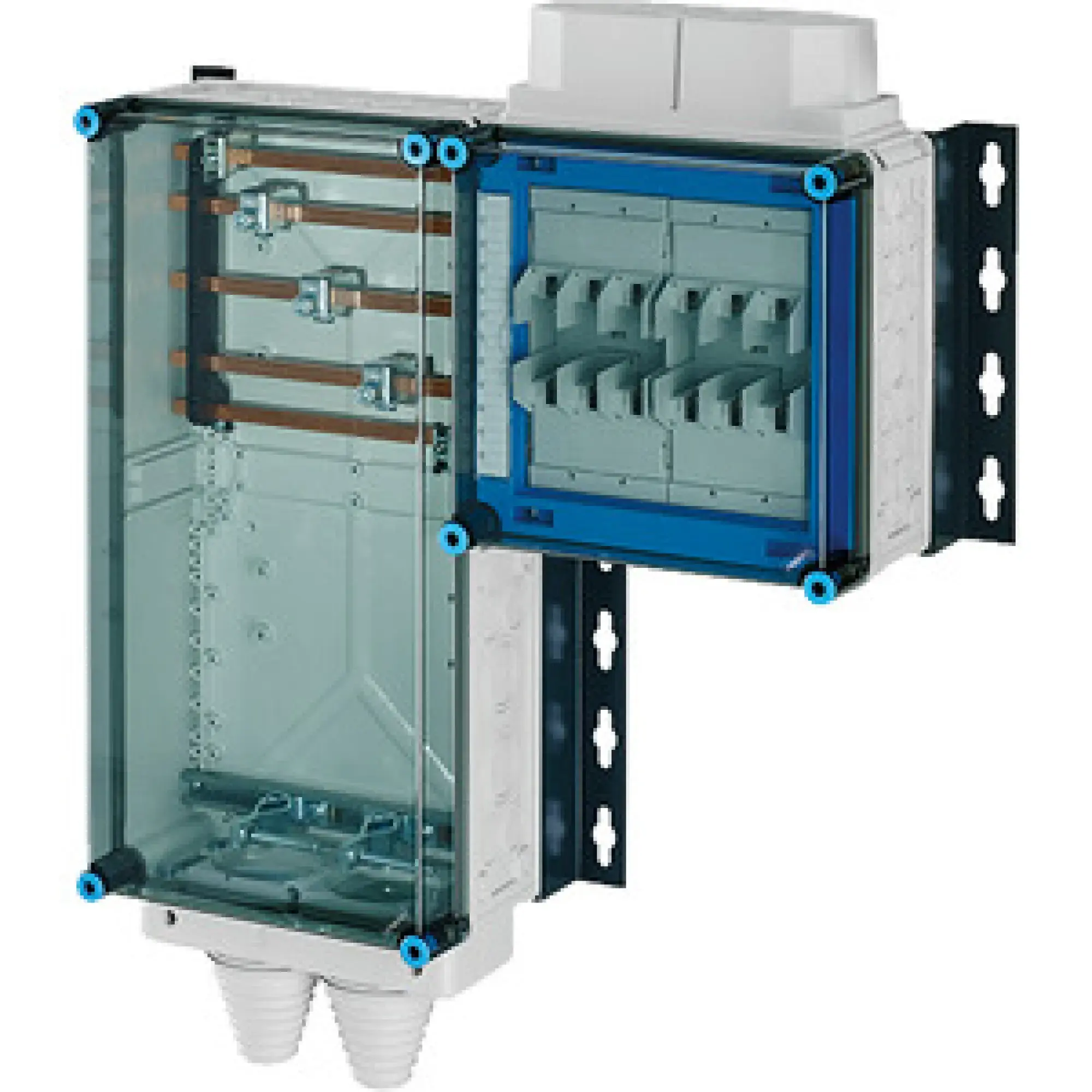 Hensel 20001503 anschlussfertiger Verteiler 2x3xNH 00 , 125 A, 5polige Sammelschiene 250 A Mi AS 6142 (img_001)