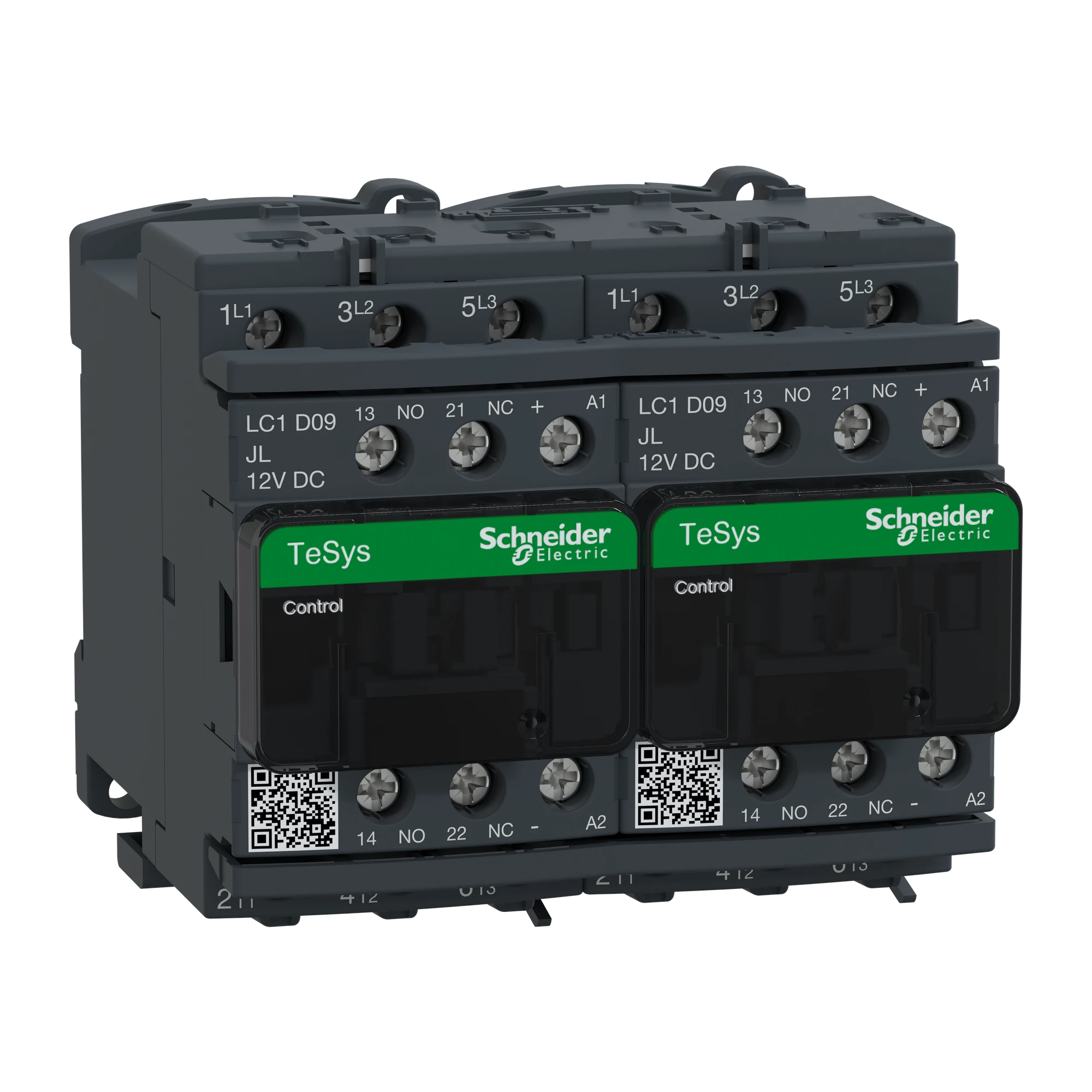 Schneider Electric LC2D09JL Reversing contactor combination, 3p+1NO+1NC, 4kW/400V/AC3 9A, coil 12V DC (img_001)