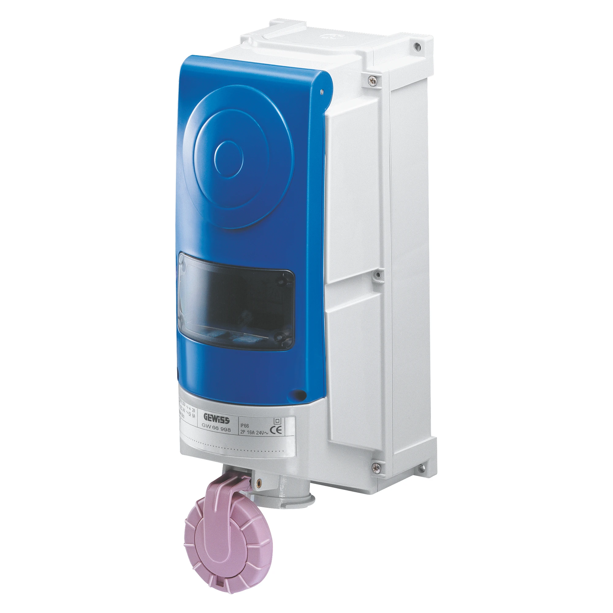 GEWISS GW66998 VERTICAL FIXED SOCKET OUTLET - WITH BOTTOM - SAFETY TRANSFORMER - FOR HEAVY-DUTY USE - 2P 160VA SELV - IP66 (img_001) GEWISS GW66998 VERTICAL FIXED SOCKET OUTLET - WITH BOTTOM - SAFETY TRANSFORMER - FOR HEAVY-DUTY USE - 2P 160VA SELV - IP66 (img_001)