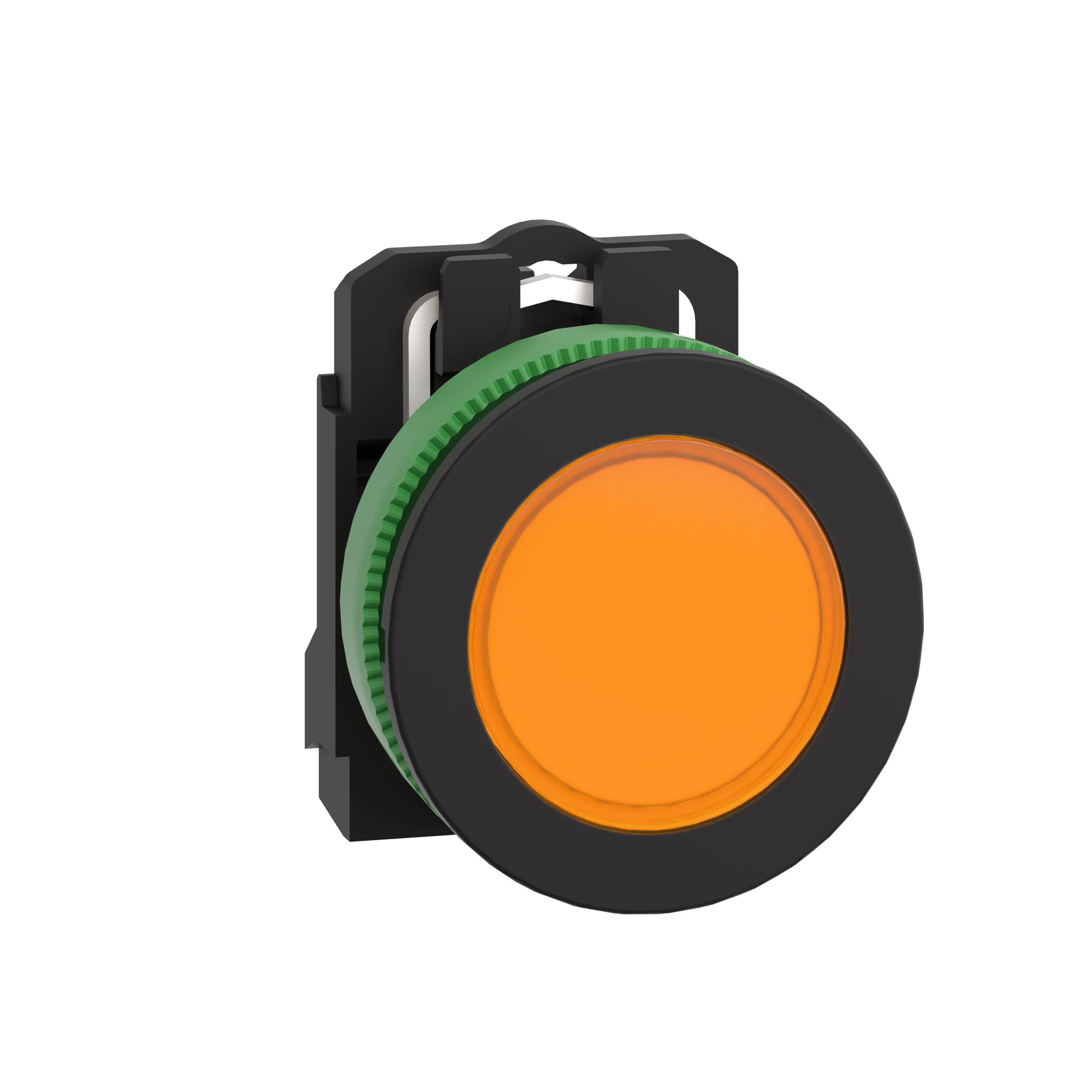 Schneider Electric XB5FVB5 Pilot light, Harmony XB5F, plastic, antimicrobial, orange, 30mm, universal LED, smooth dome, 24V ACDC (img_001)