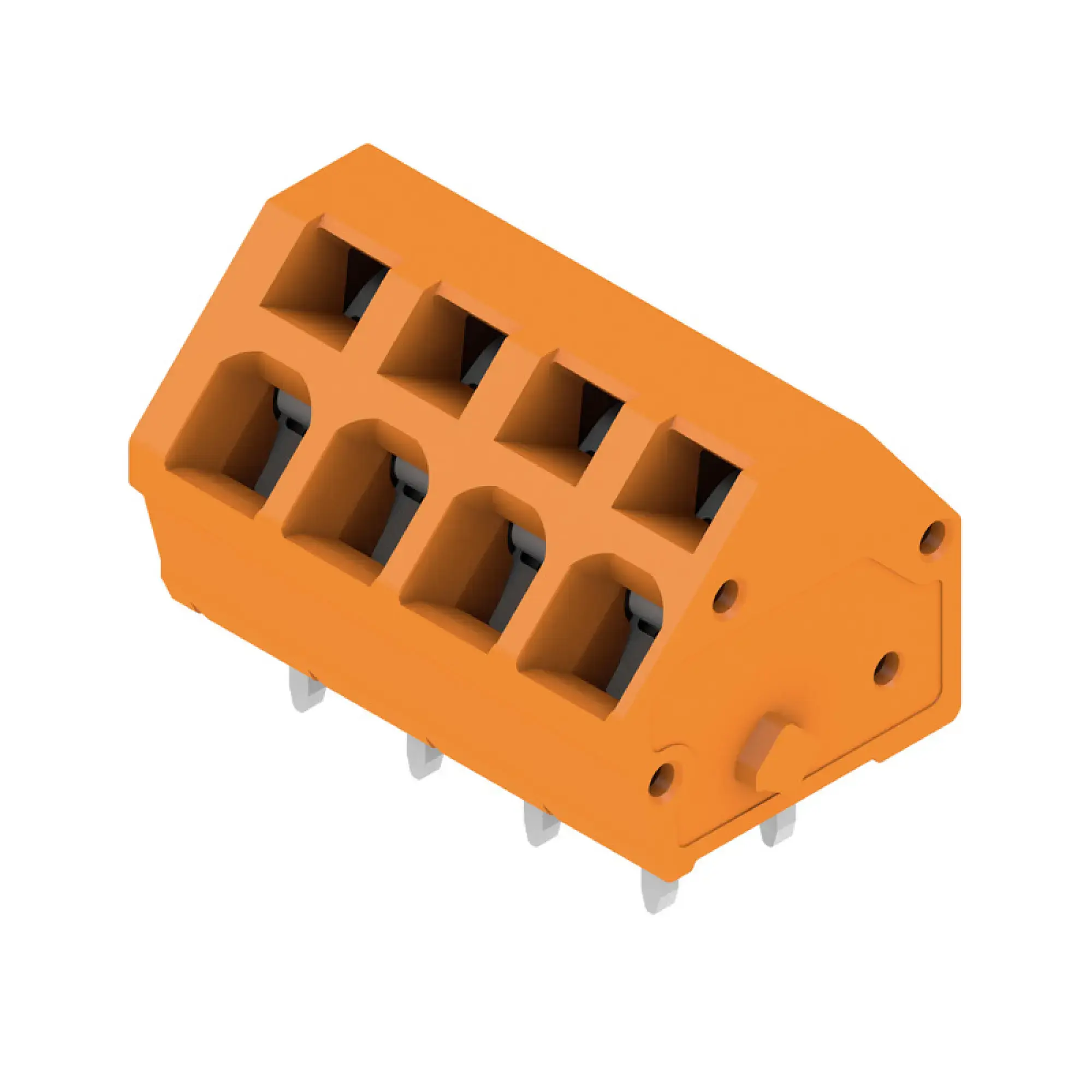 Weidmüller 1913960000 PCB terminal, 320 V, 24 A, Pitch in mm: 5.00, 2.5 mm², Number of poles: 4, Tension-clamp connection, THT solder connection, 135°, Box (img_001) Weidmüller 1913960000 PCB terminal, 320 V, 24 A, Pitch in mm: 5.00, 2.5 mm², Number of poles: 4, Tension-clamp connection, THT solder connection, 135°, Box (img_001)