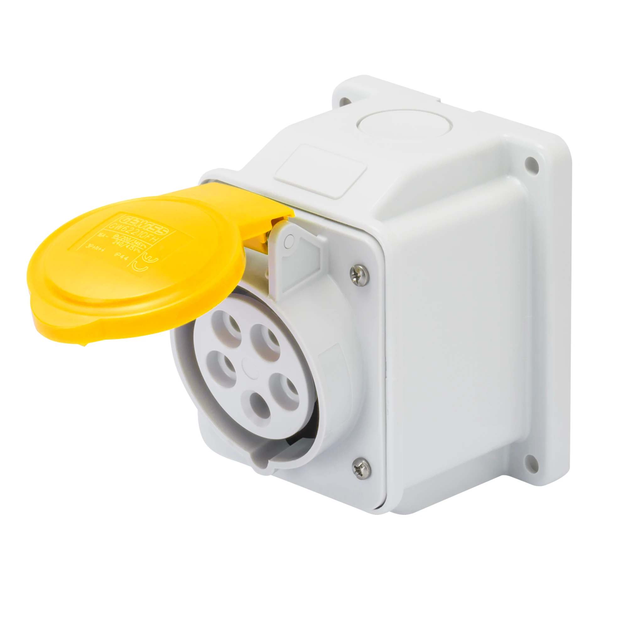 GEWISS GW62414 10° ANGLED SURFACE-MOUNTING SOCKET-OUTLET - IP44 - 3P+N+E 32A 100-130V 50/60HZ - YELLOW - 4H - SCREW WIRING (img_001) GEWISS GW62414 10° ANGLED SURFACE-MOUNTING SOCKET-OUTLET - IP44 - 3P+N+E 32A 100-130V 50/60HZ - YELLOW - 4H - SCREW WIRING (img_001)
