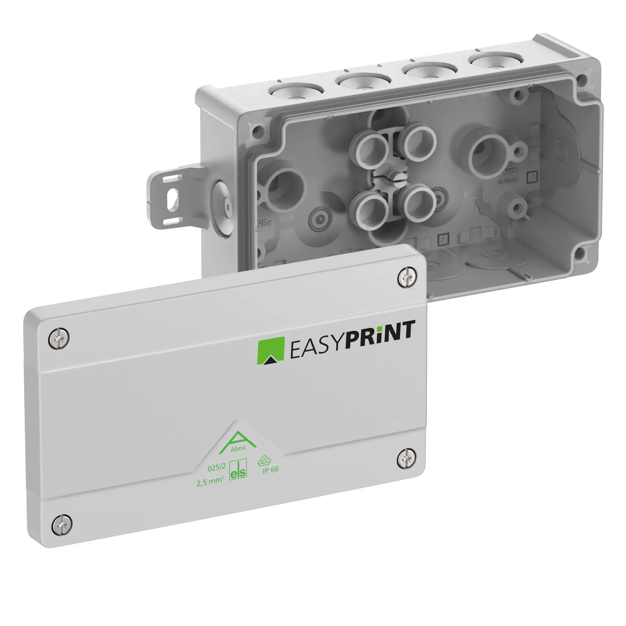 Spelsberg 802403EP Junction box, Type of protection IP66, max. 2,5², Impact strength IK07, Protection class II, Ui 1000V AC, Ui 1000V DC, DLG, VDE, Halogen free (img_001)
