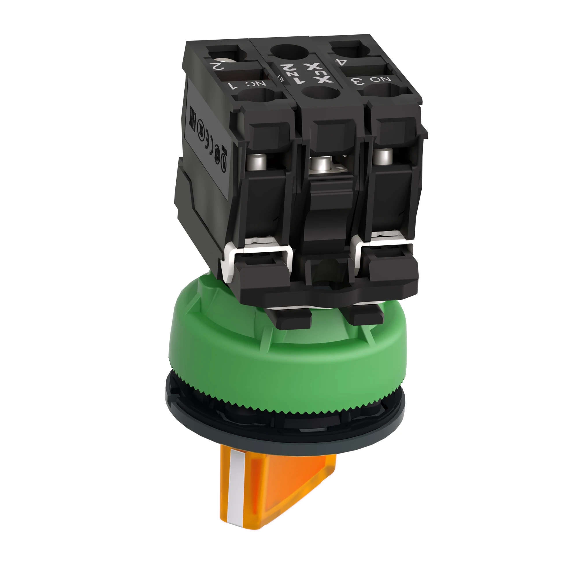 Schneider Electric XB5FK125G5 Illuminated Selector Switch, Harmony XB5F, Plastic, Orange, 30mm, Universal LED, 2 Positions, 1NC + 1NO, 110-120V AC (img_008) Schneider Electric XB5FK125G5 Illuminated Selector Switch, Harmony XB5F, Plastic, Orange, 30mm, Universal LED, 2 Positions, 1NC + 1NO, 110-120V AC (img_008)