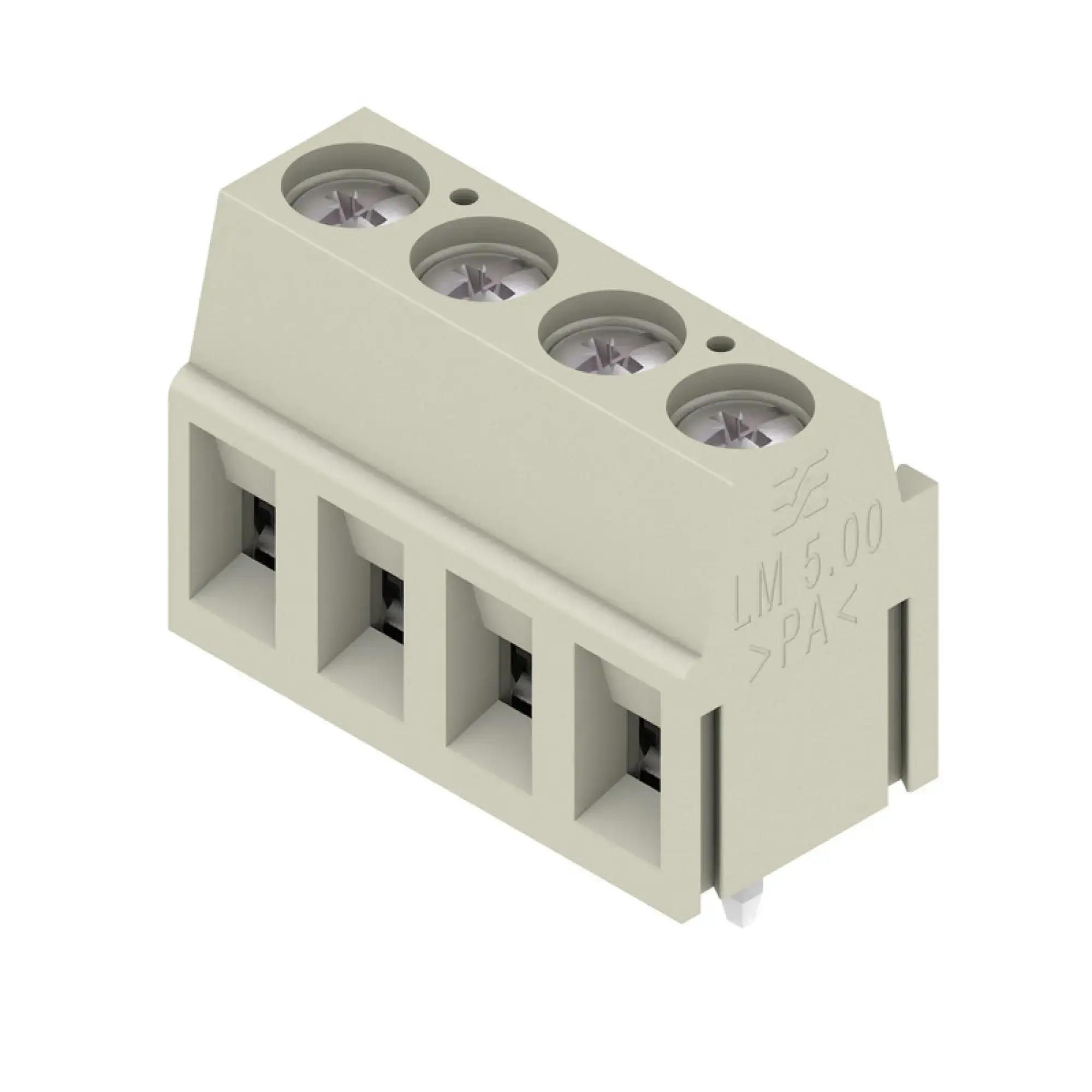 Weidmüller 1913150000 PCB terminal, 320 V, 17.5 A, Pitch in mm: 5.00, 2.5 mm², Number of poles: 4, Clamping yoke connection, THT solder connection, 90°, Box (img_001) Weidmüller 1913150000 PCB terminal, 320 V, 17.5 A, Pitch in mm: 5.00, 2.5 mm², Number of poles: 4, Clamping yoke connection, THT solder connection, 90°, Box (img_001)