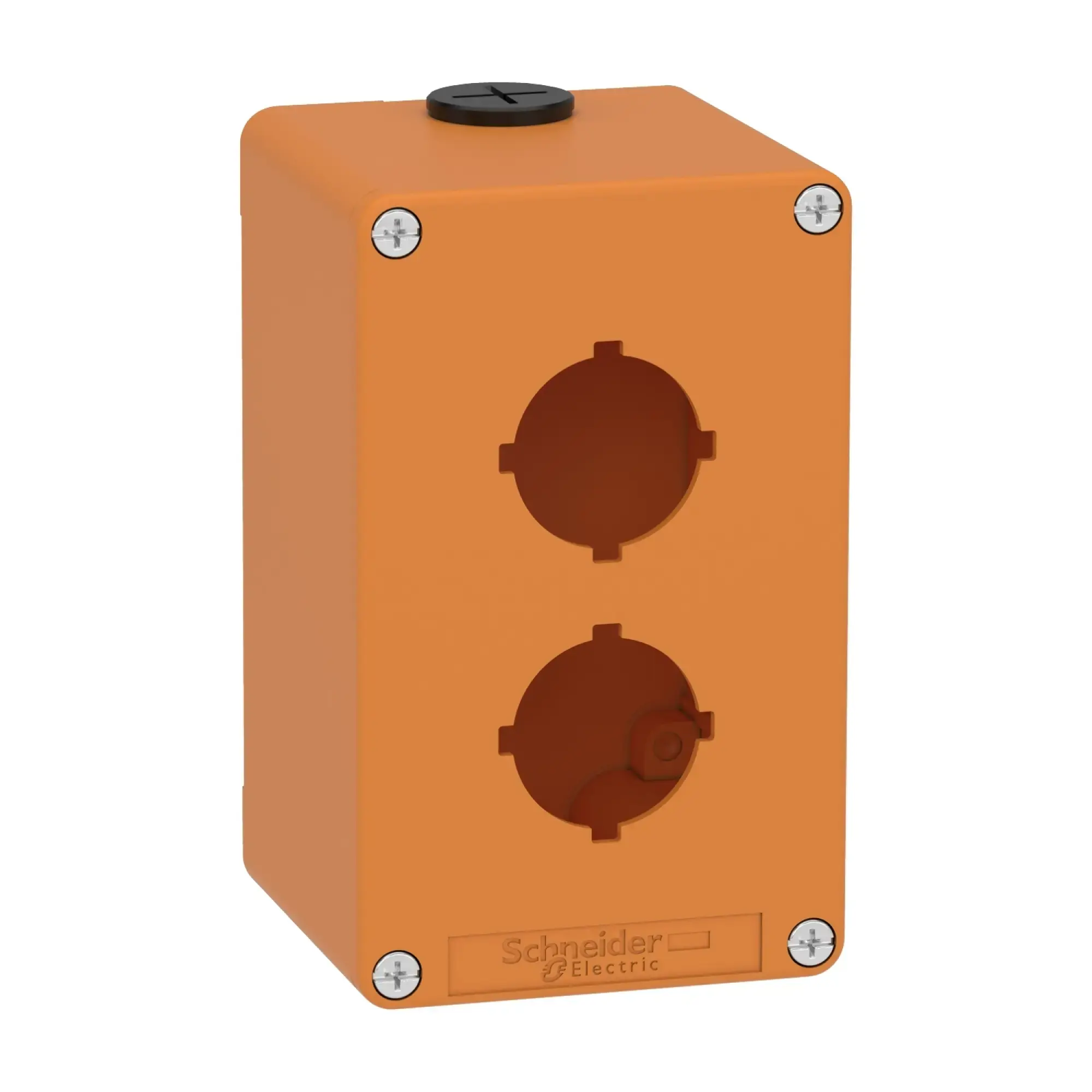 Schneider Electric XAPO2602 Enclosure XAP, Metal, Orange, for 2x30mm, 80x130x77, M20 (img_002)
