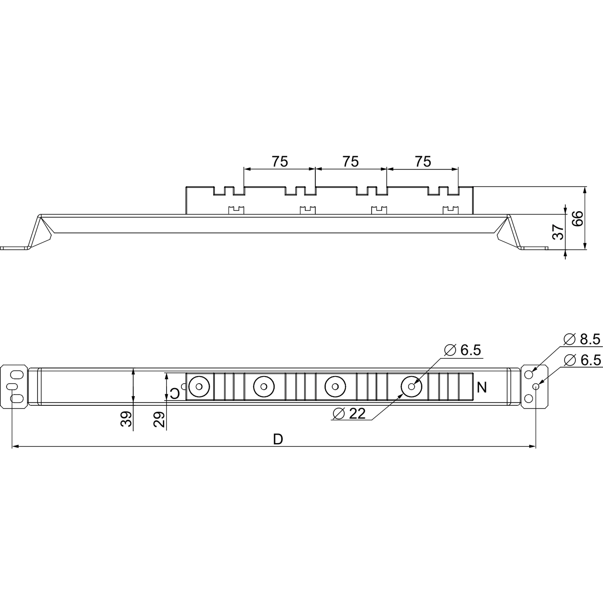 Schneider Electric NSYAS800 Spacial SF busbar support with fixing, 800mm (img_002)