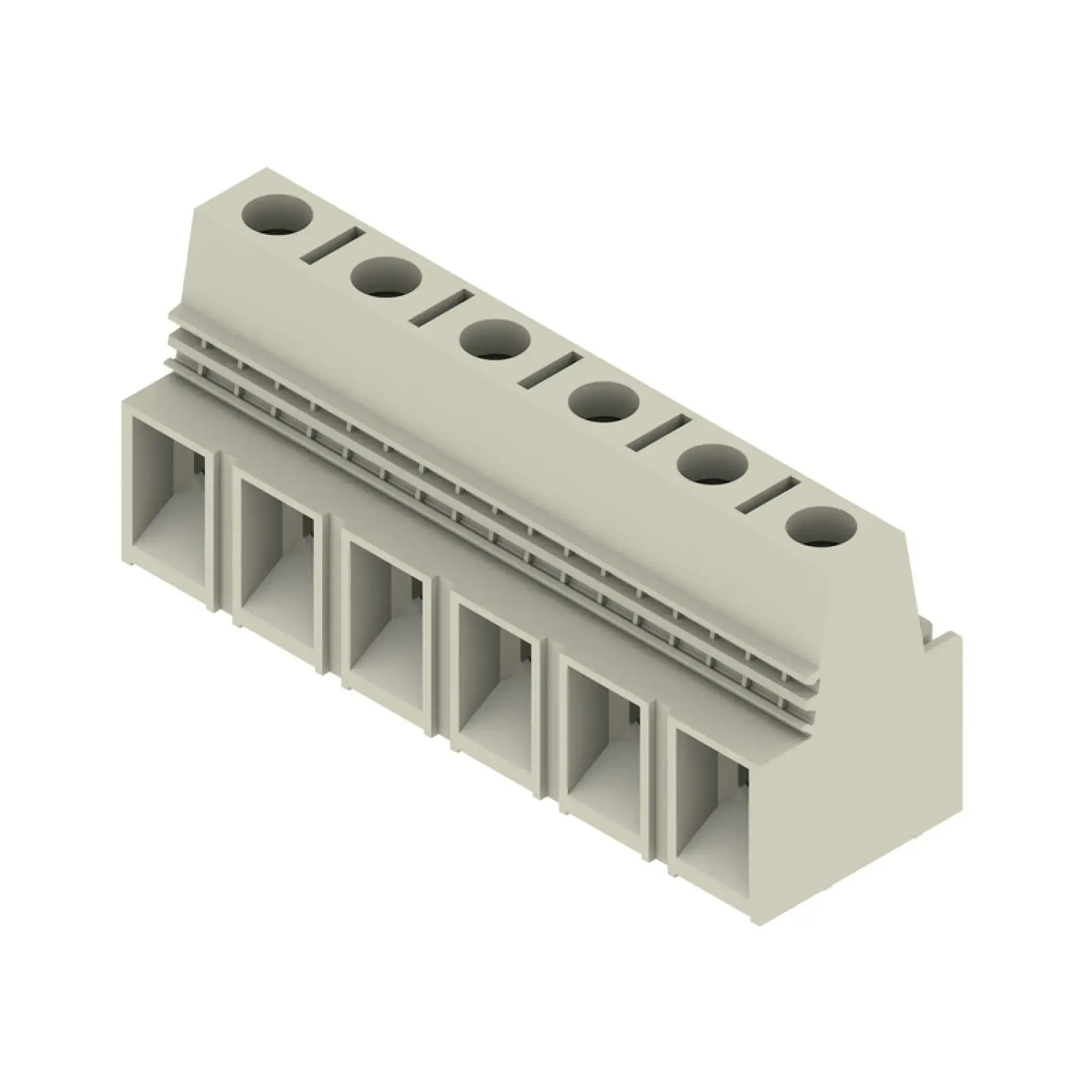 Weidmüller 1809870000 PCB terminal, 1000 V, 101 A, Pitch in mm: 15.00, 25 mm², Number of poles: 6, Clamping yoke connection, THT solder connection, 90°, Box (img_001) Weidmüller 1809870000 PCB terminal, 1000 V, 101 A, Pitch in mm: 15.00, 25 mm², Number of poles: 6, Clamping yoke connection, THT solder connection, 90°, Box (img_001)