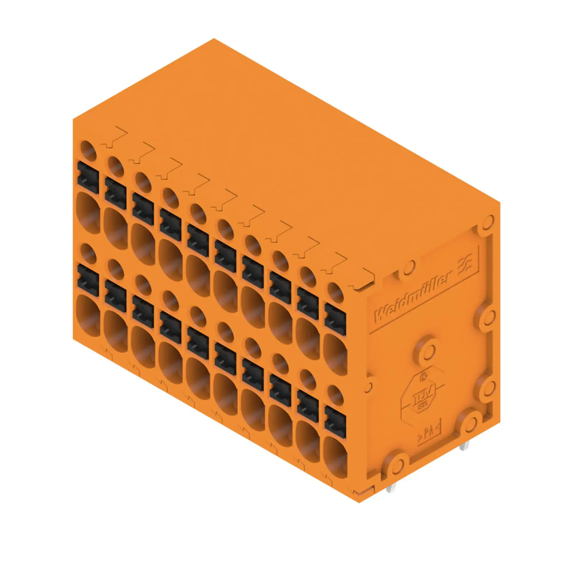 Weidmüller 2001020000 PCB terminal, 200 V, 17.5 A, Pitch in mm: 3.50, 1.5 mm², Number of poles: 20, PUSH IN with actuator, THT solder connection, 90°, Box (img_001)